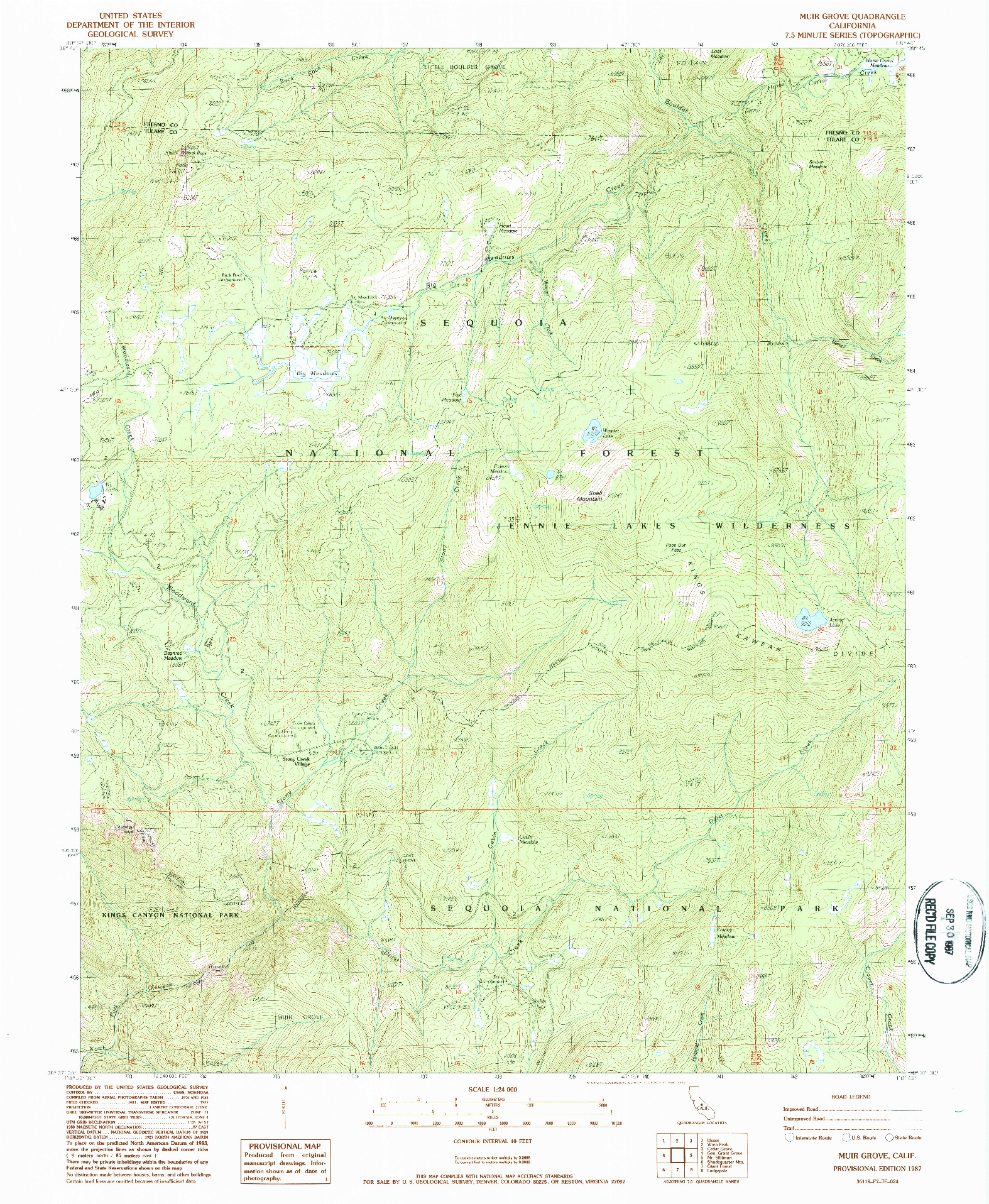 USGS 1:24000-SCALE QUADRANGLE FOR MUIR GROVE, CA 1987
