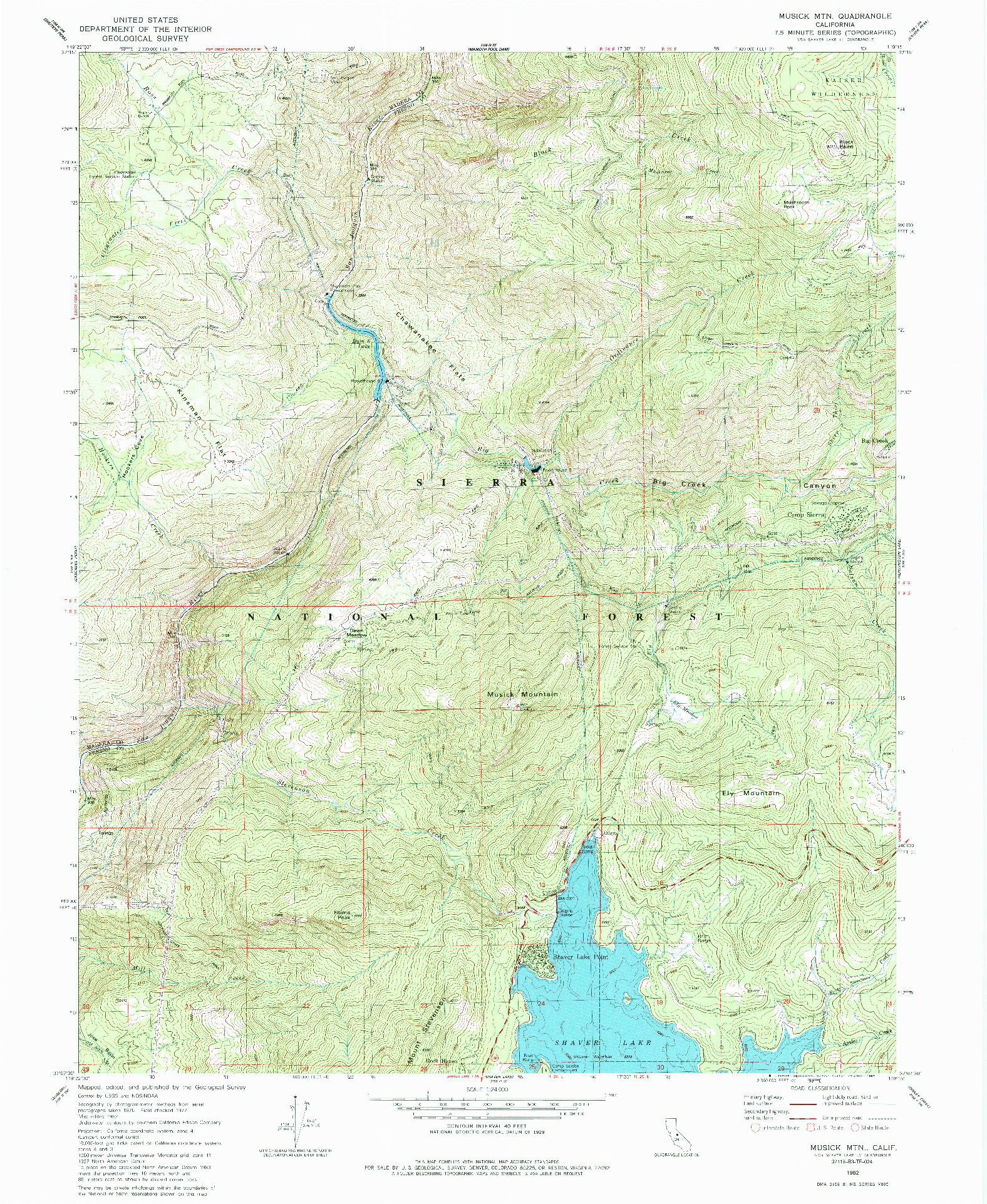 USGS 1:24000-SCALE QUADRANGLE FOR MUSICK MTN, CA 1982