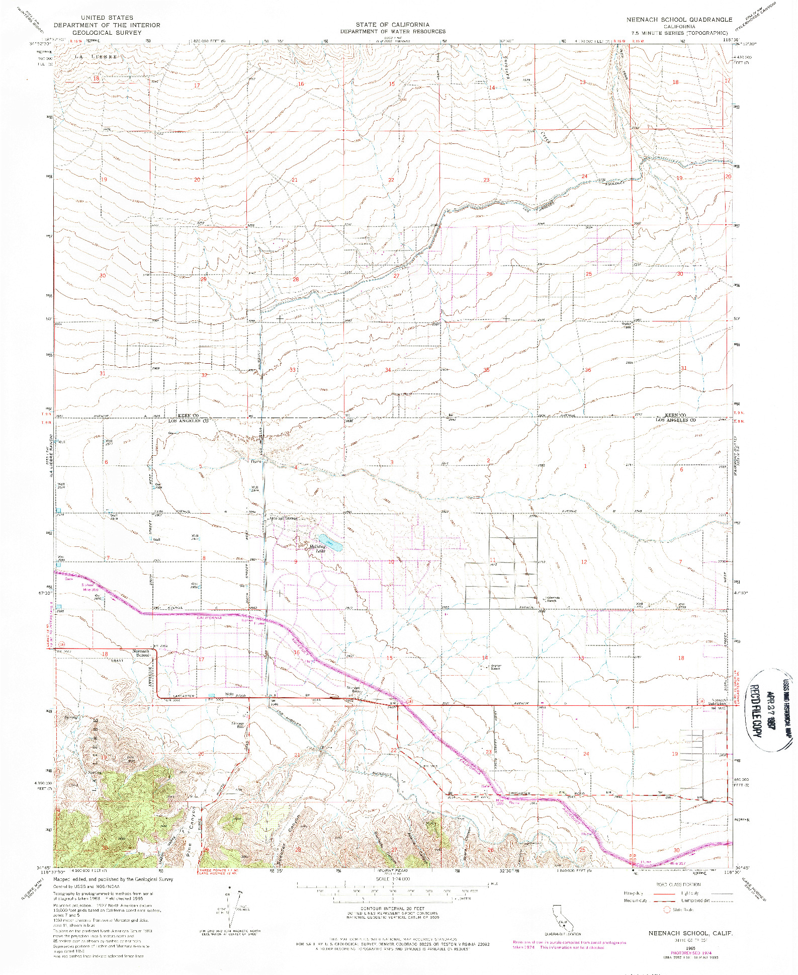 USGS 1:24000-SCALE QUADRANGLE FOR NEENACH SCHOOL, CA 1965