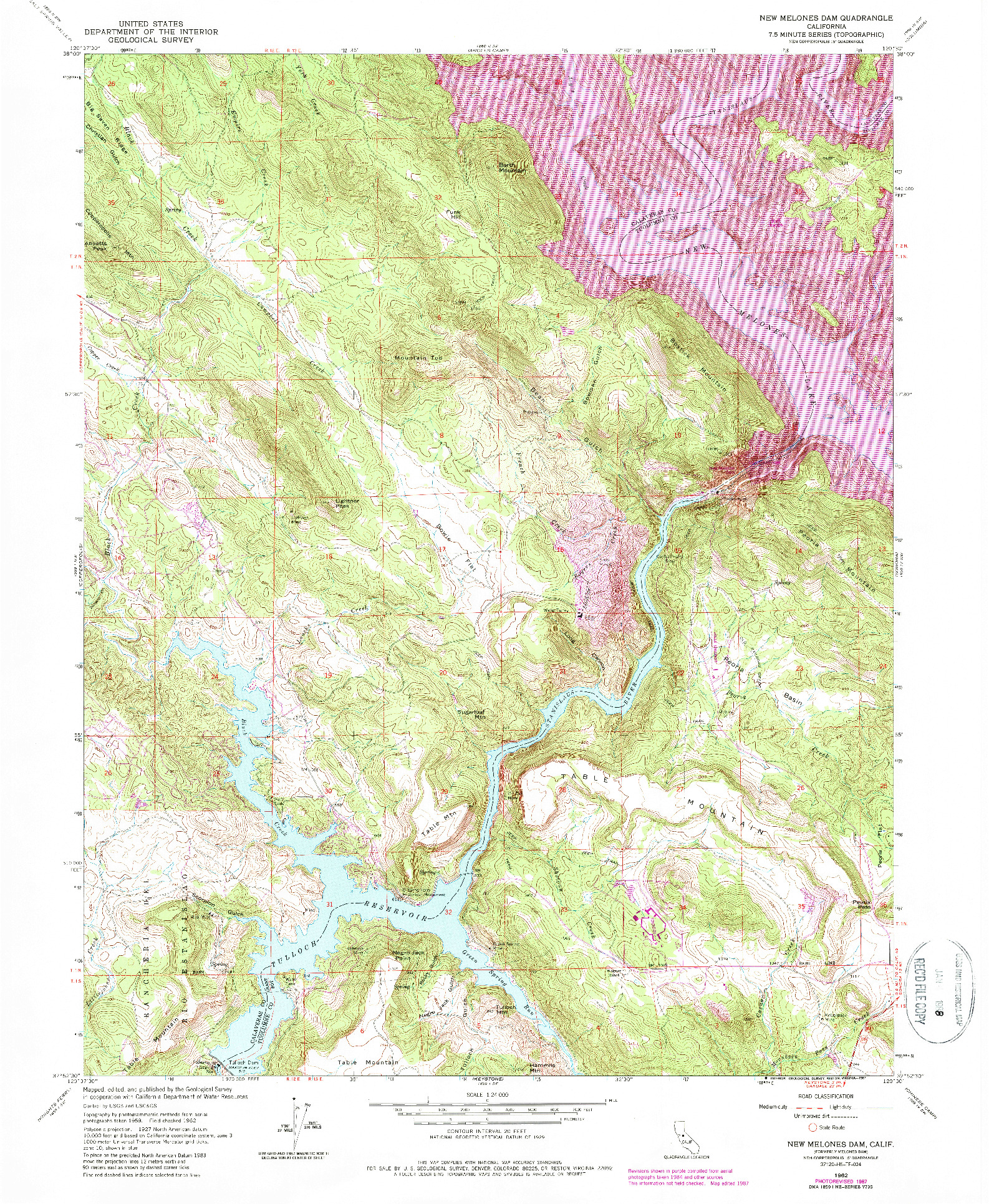 USGS 1:24000-SCALE QUADRANGLE FOR NEW MELONES DAM, CA 1962