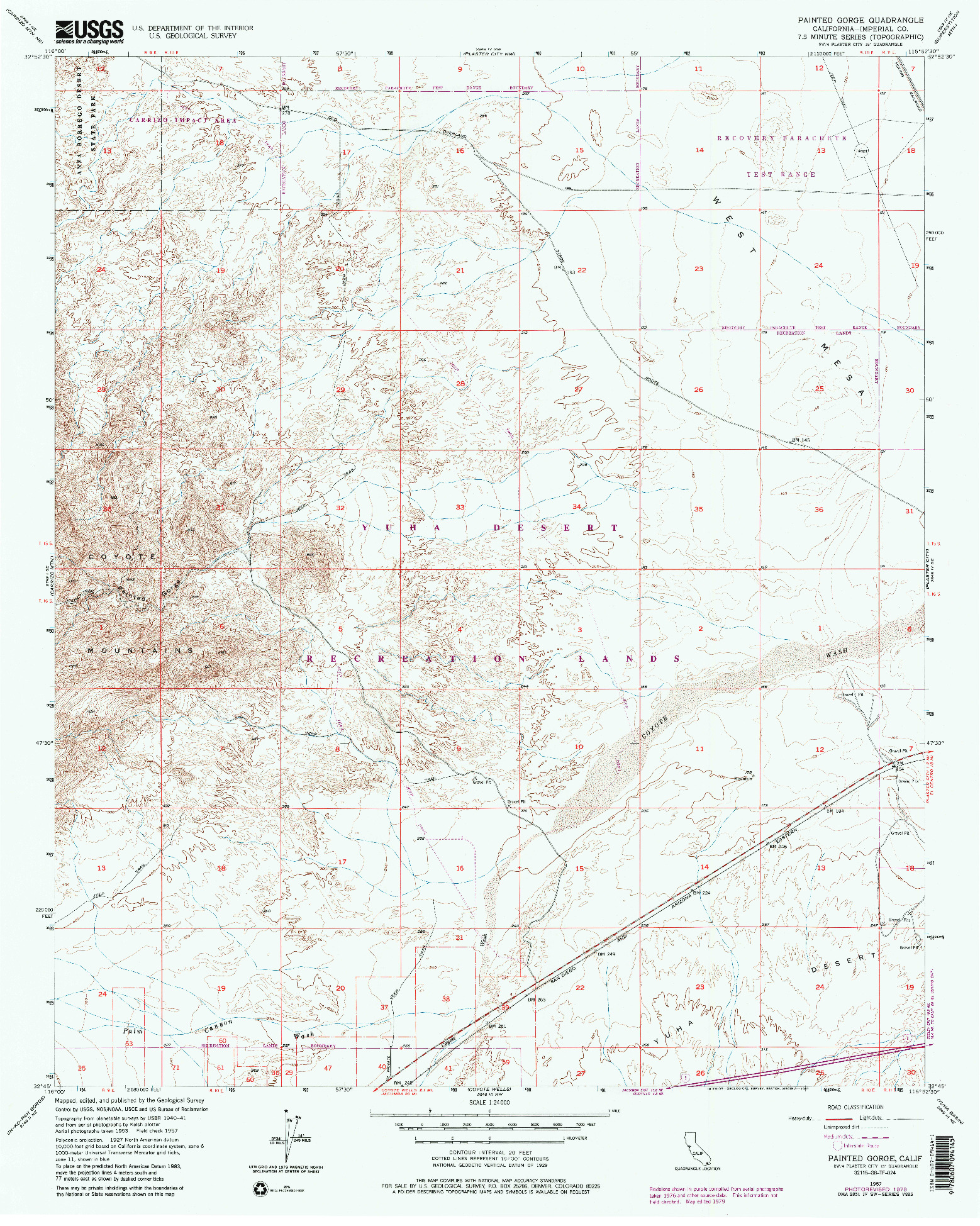 USGS 1:24000-SCALE QUADRANGLE FOR PAINTED GORGE, CA 1957