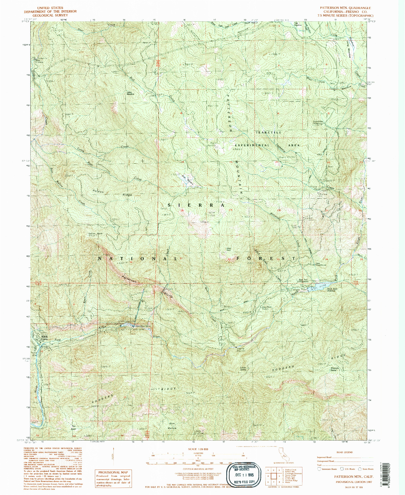 USGS 1:24000-SCALE QUADRANGLE FOR PATTERSON MTN, CA 1987