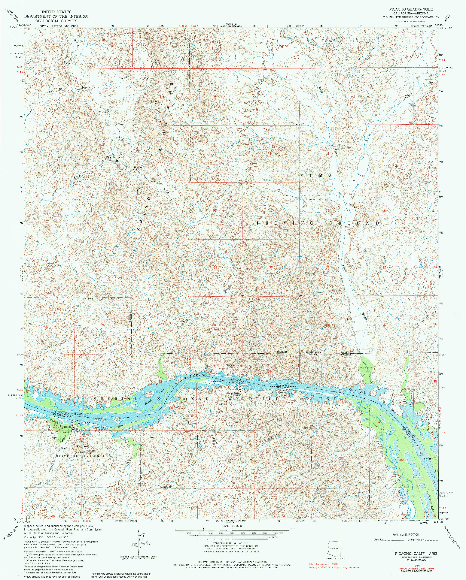USGS 1:24000-SCALE QUADRANGLE FOR PICACHO, CA 1964