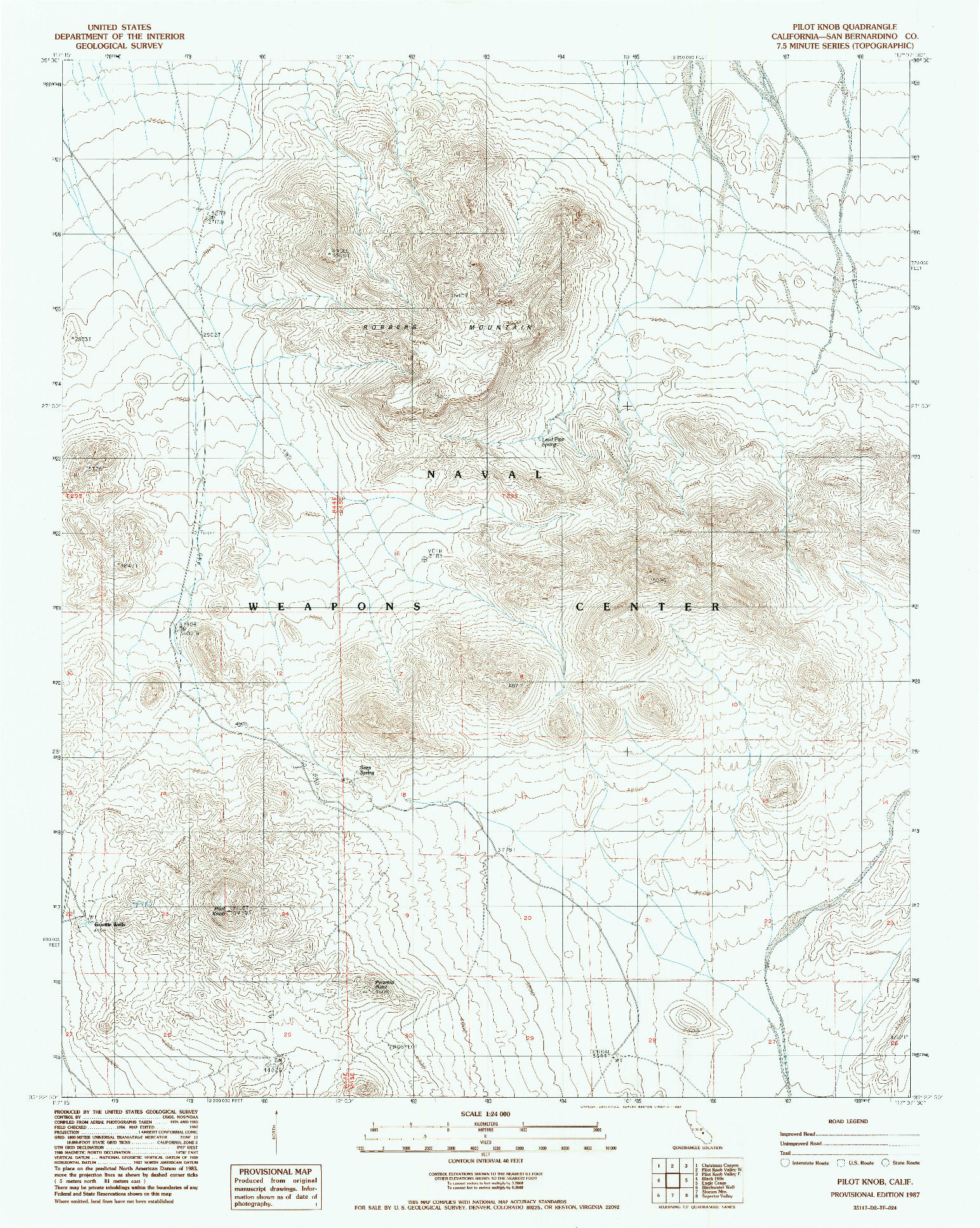 USGS 1:24000-SCALE QUADRANGLE FOR PILOT KNOB, CA 1987