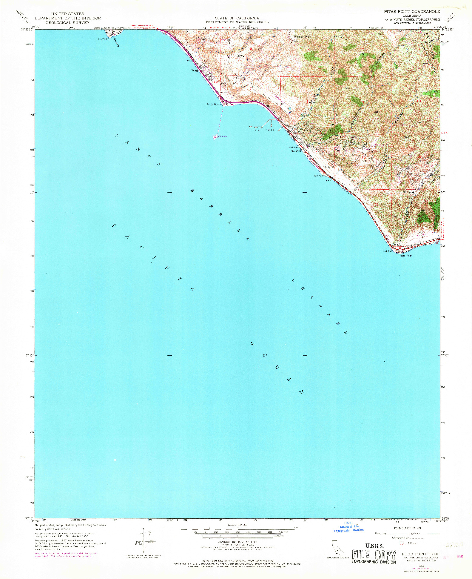 USGS 1:24000-SCALE QUADRANGLE FOR PITAS POINT, CA 1950