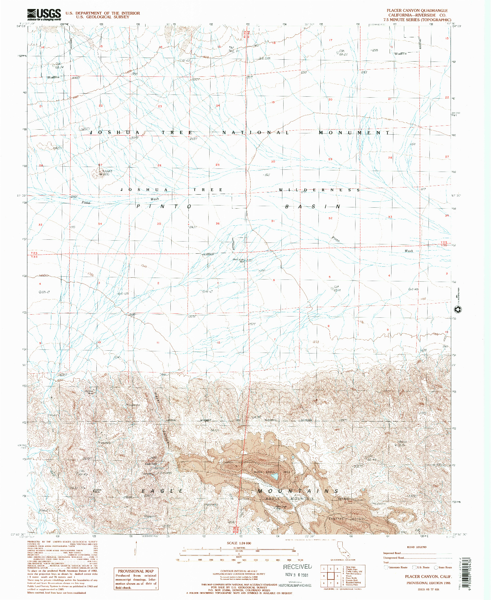 USGS 1:24000-SCALE QUADRANGLE FOR PLACER CANYON, CA 1986