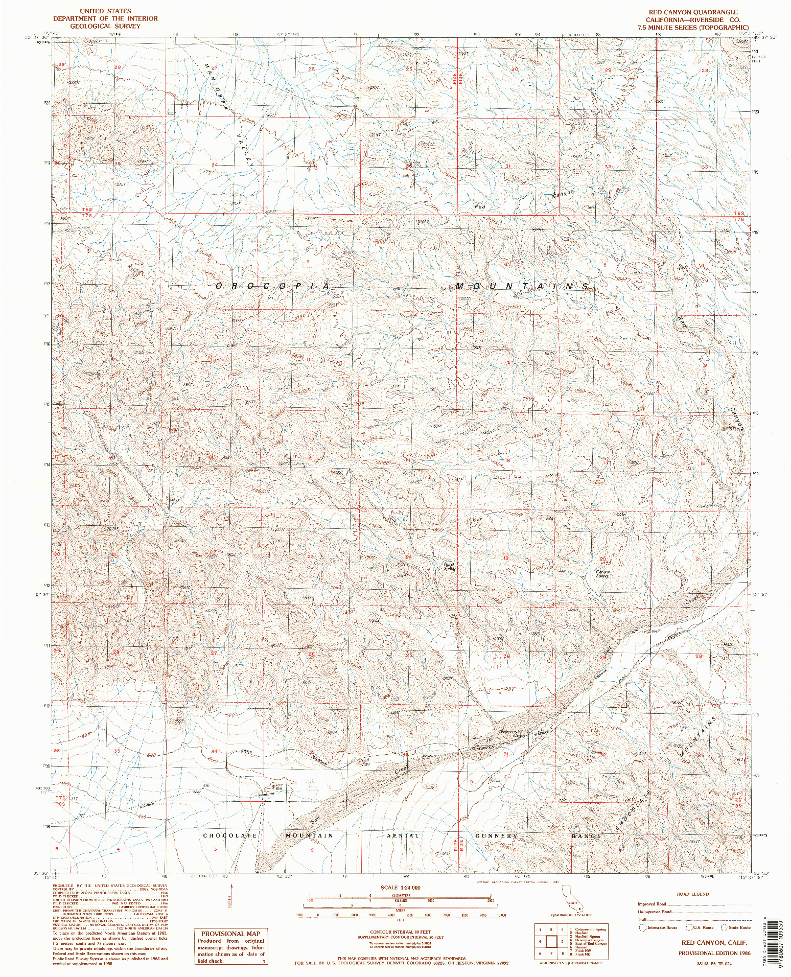 USGS 1:24000-SCALE QUADRANGLE FOR RED CANYON, CA 1986