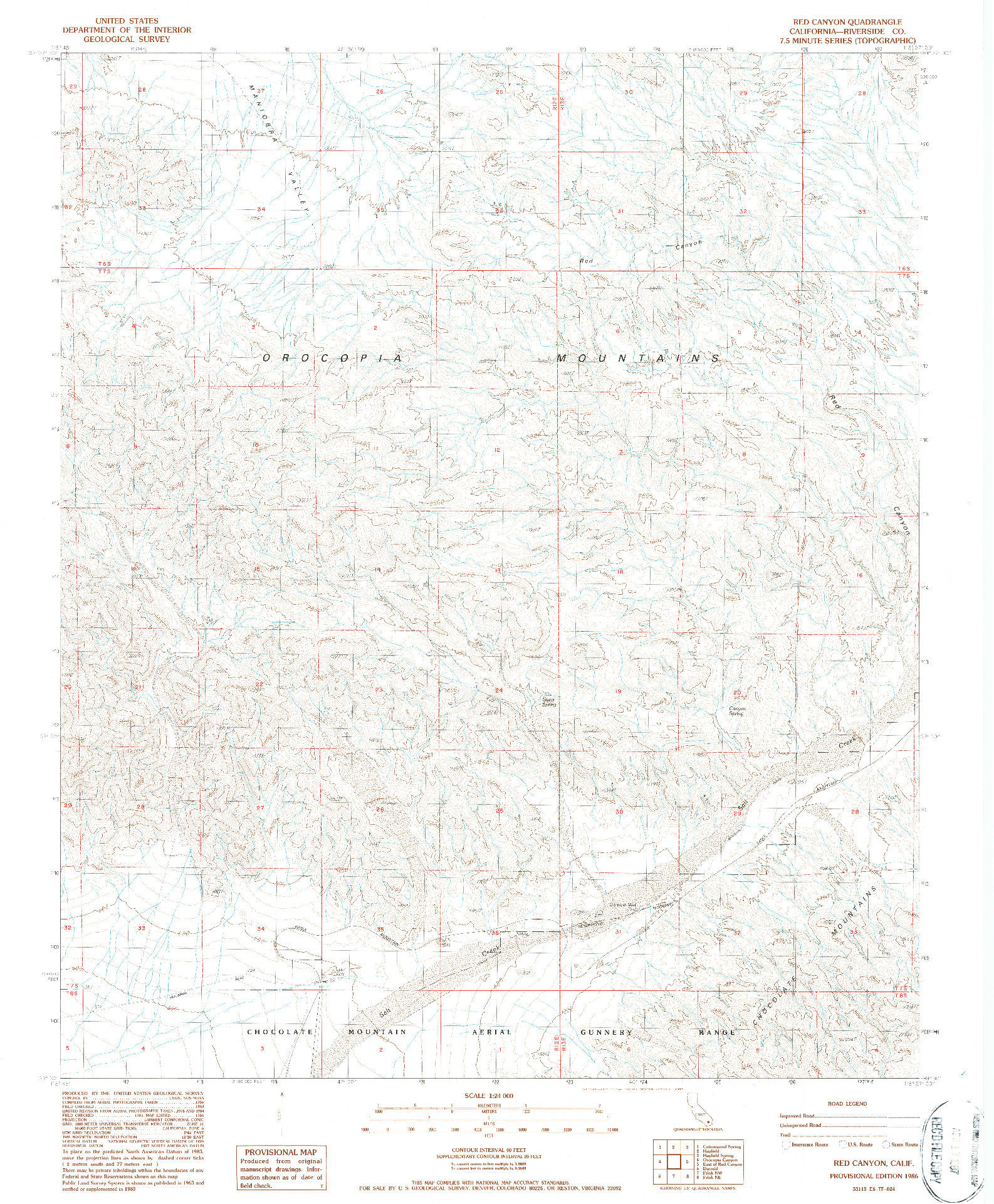 USGS 1:24000-SCALE QUADRANGLE FOR RED CANYON, CA 1986