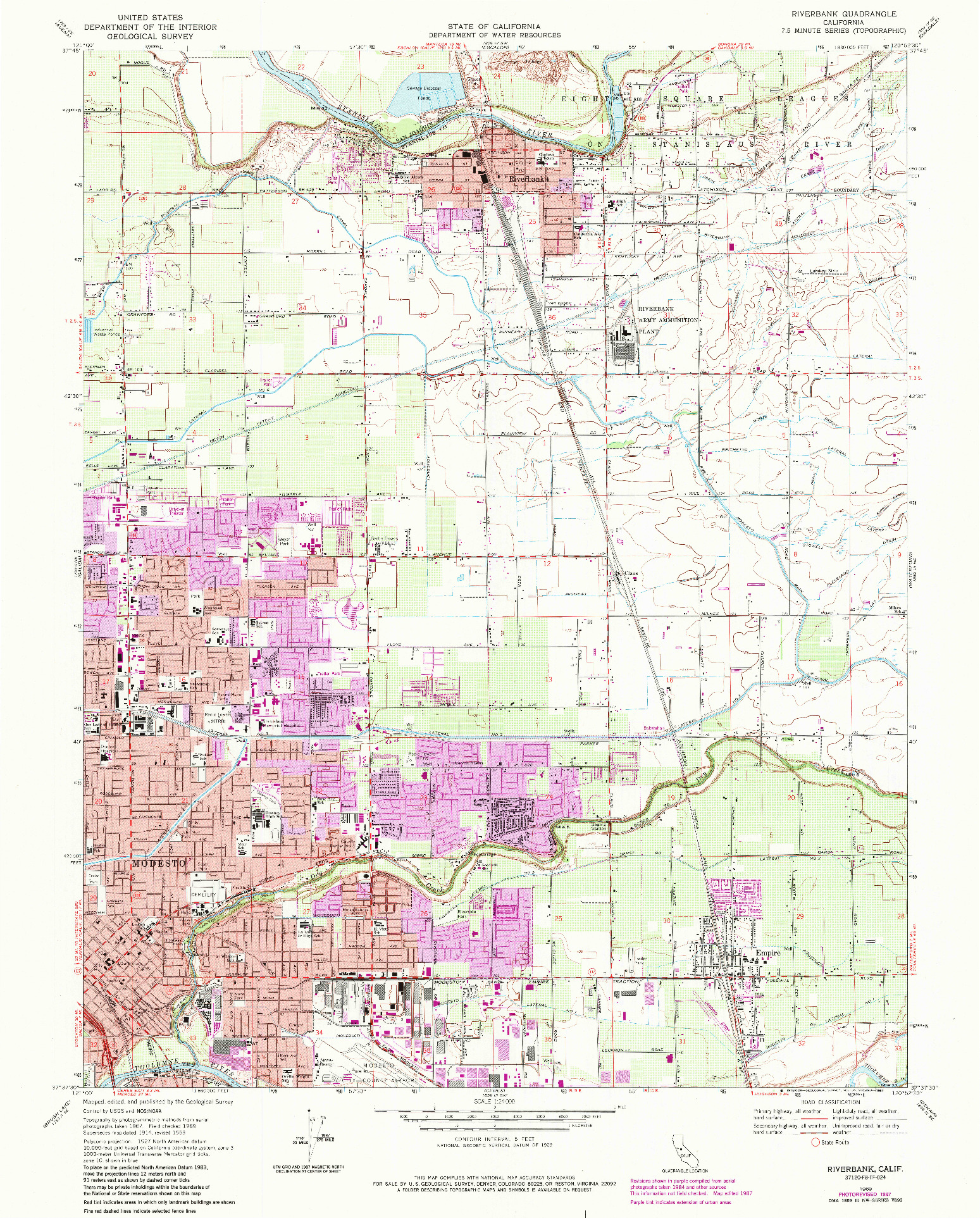 USGS 1:24000-SCALE QUADRANGLE FOR RIVERBANK, CA 1969