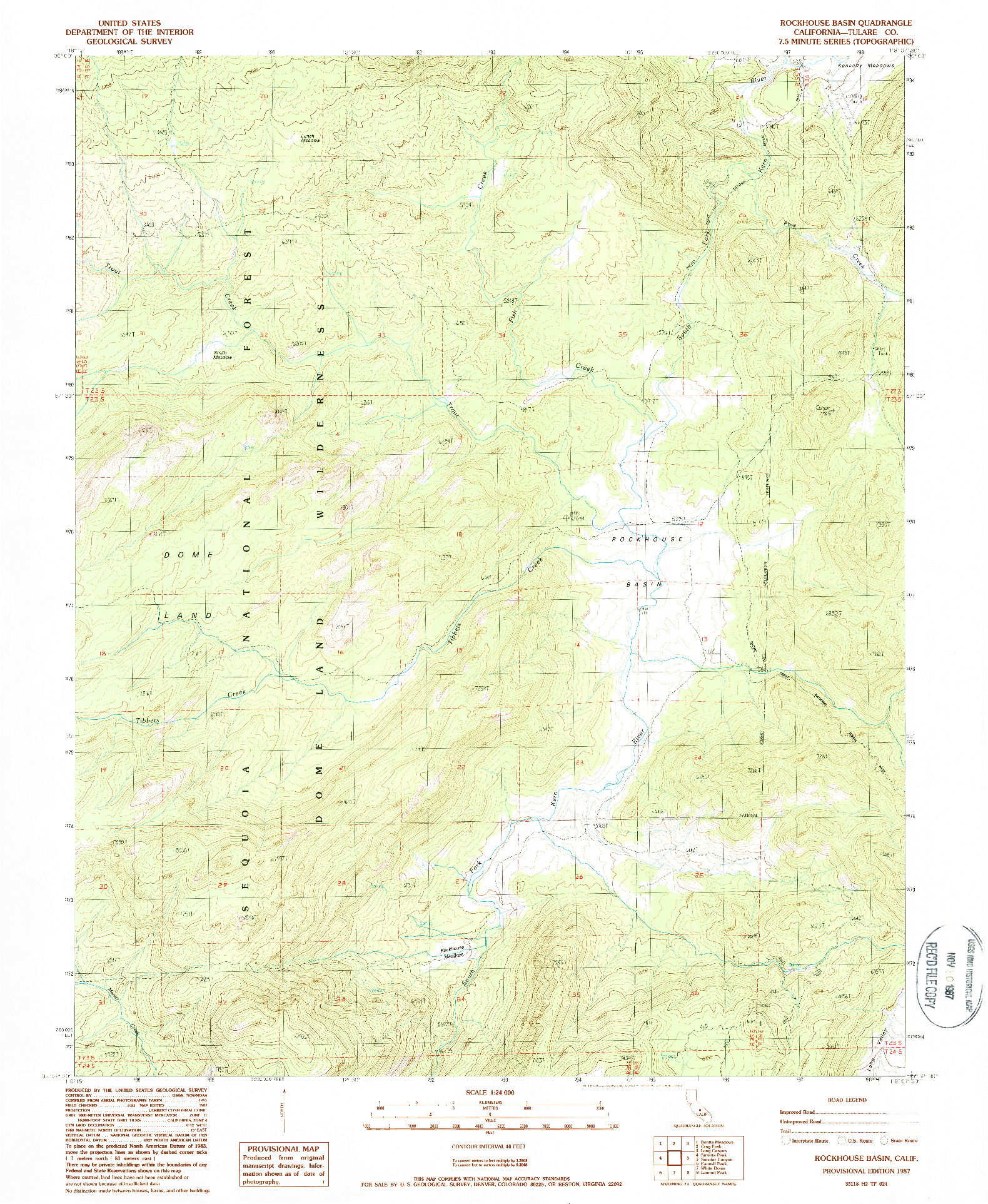 USGS 1:24000-SCALE QUADRANGLE FOR ROCKHOUSE BASIN, CA 1987