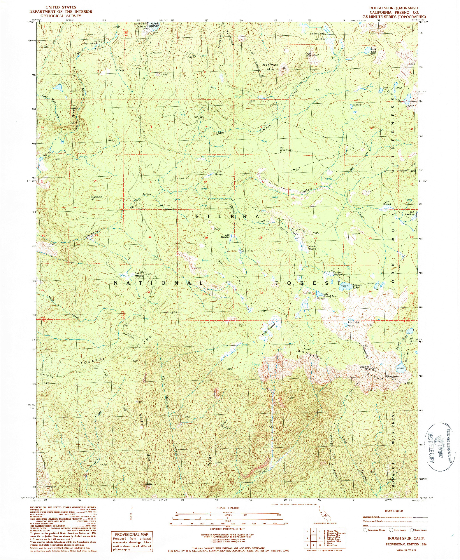 USGS 1:24000-SCALE QUADRANGLE FOR ROUGH SPUR, CA 1986