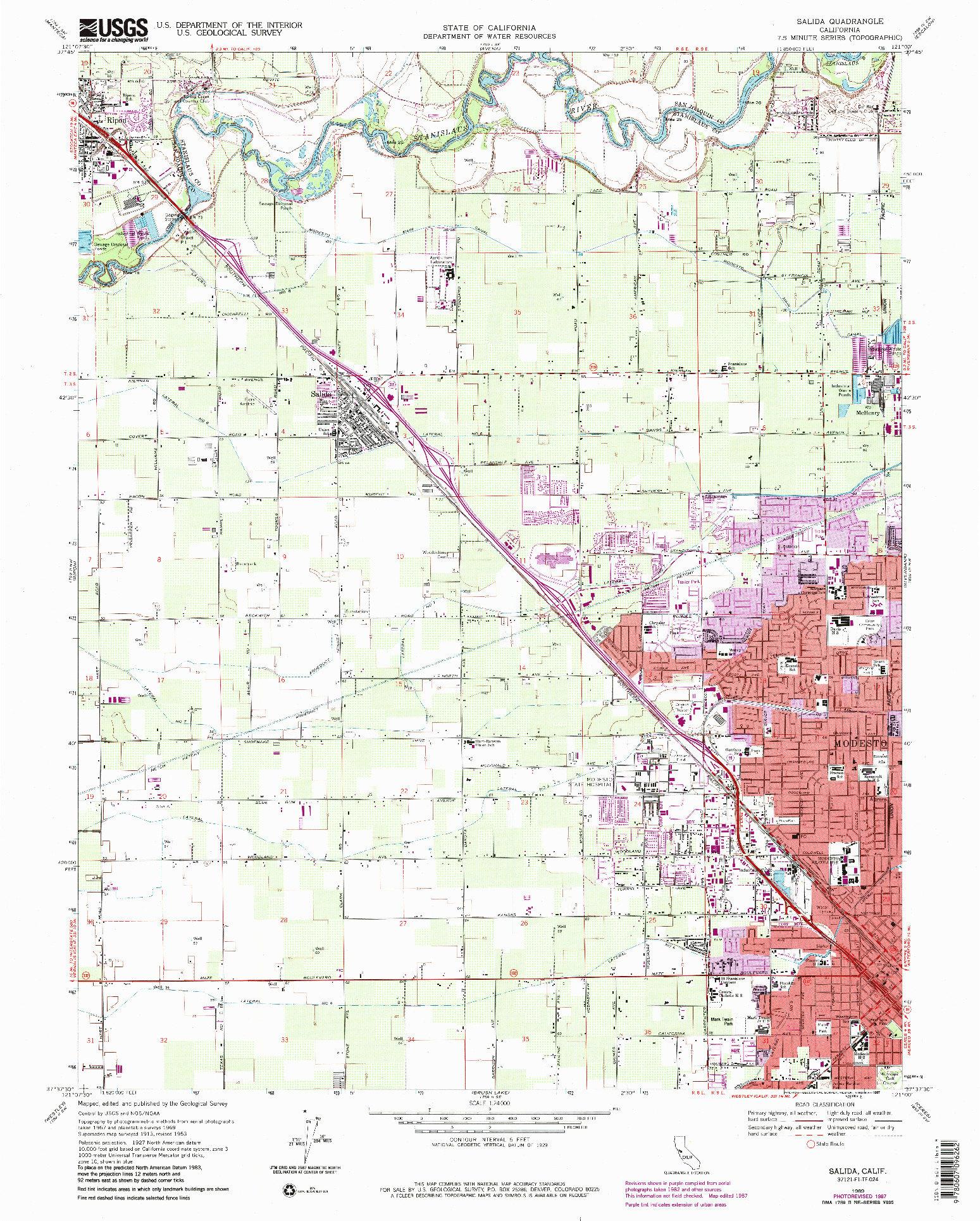 USGS 1:24000-SCALE QUADRANGLE FOR SALIDA, CA 1969