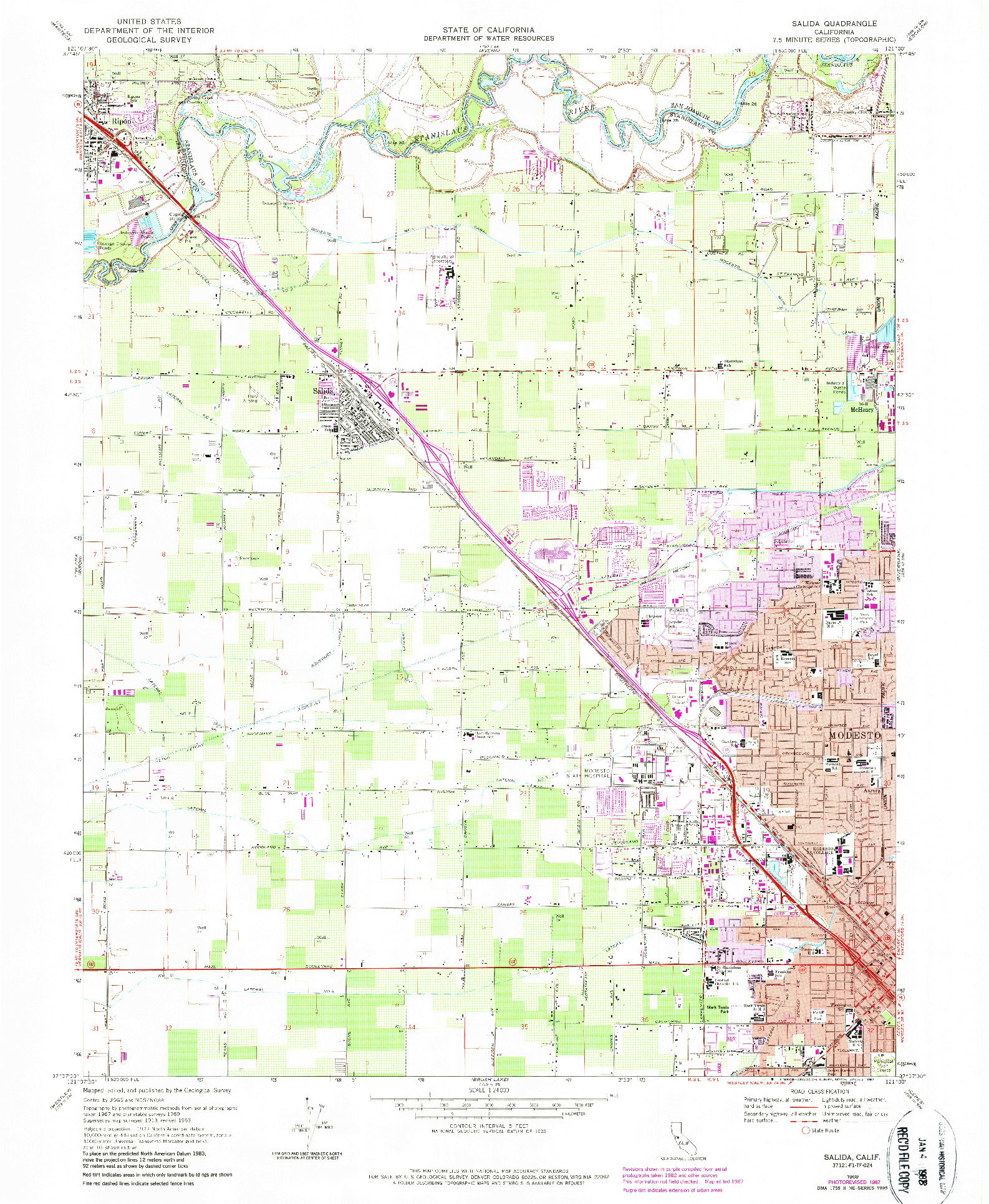 USGS 1:24000-SCALE QUADRANGLE FOR SALIDA, CA 1969