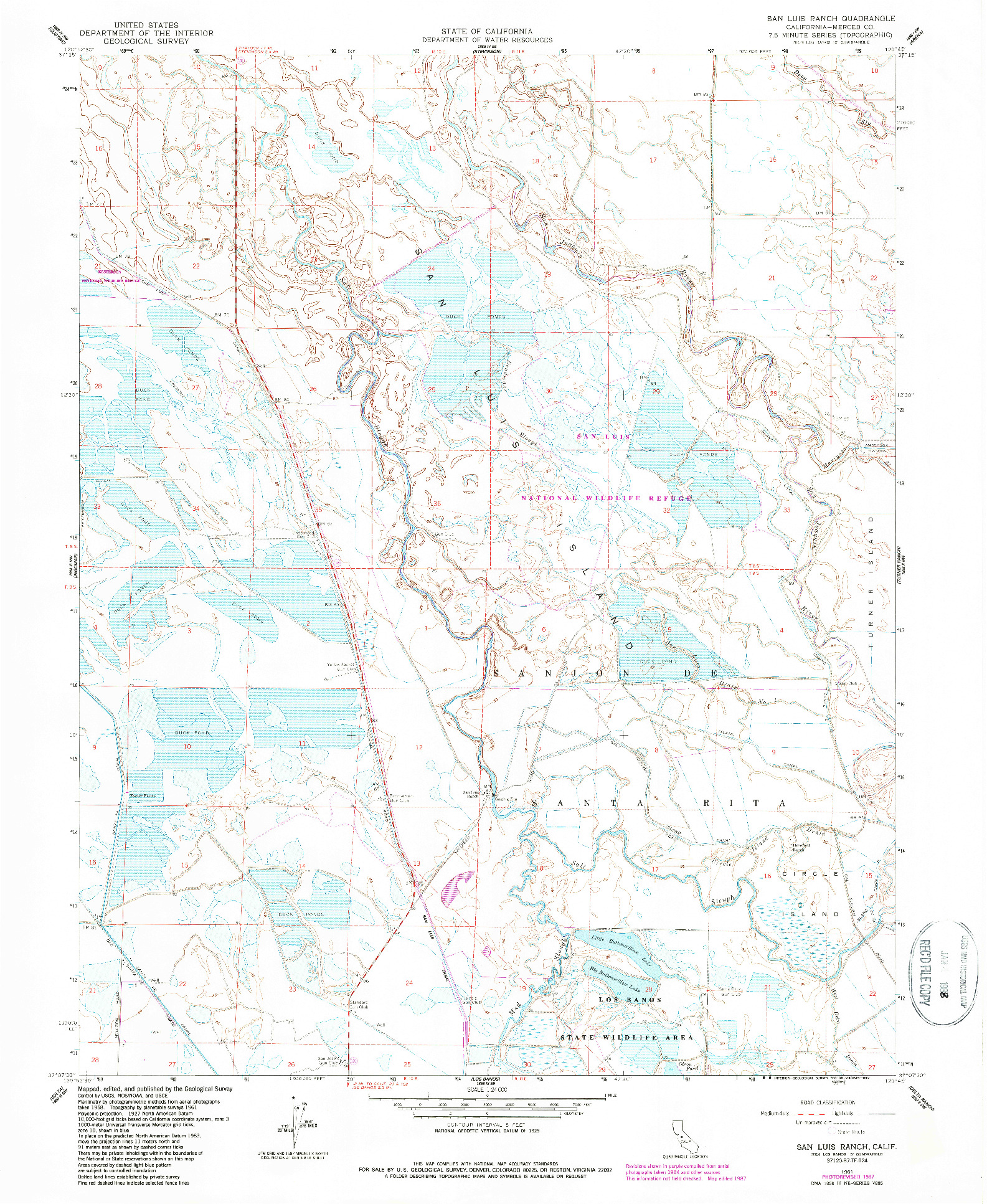 USGS 1:24000-SCALE QUADRANGLE FOR SAN LUIS RANCH, CA 1961