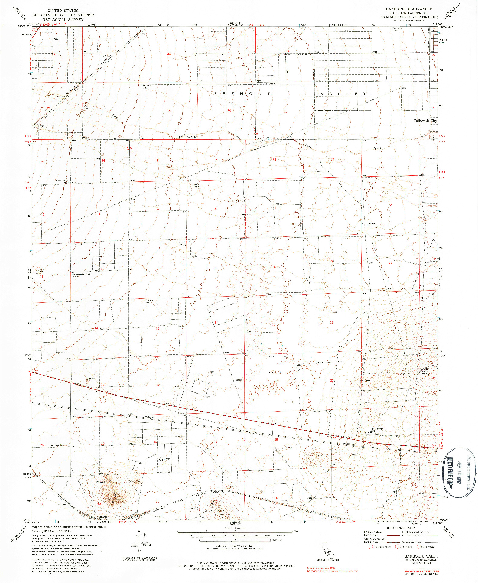 USGS 1:24000-SCALE QUADRANGLE FOR SANBORN, CA 1973