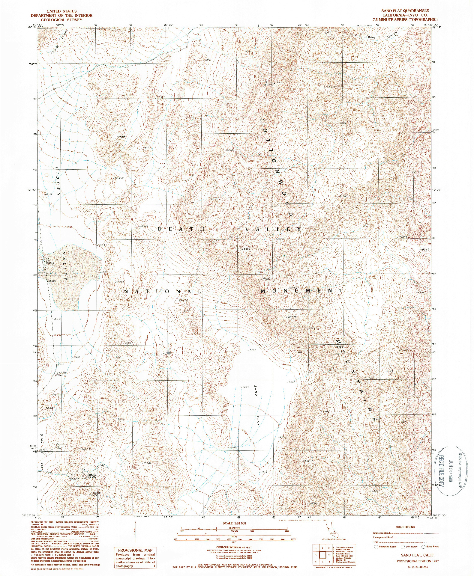 USGS 1:24000-SCALE QUADRANGLE FOR SAND FLAT, CA 1987