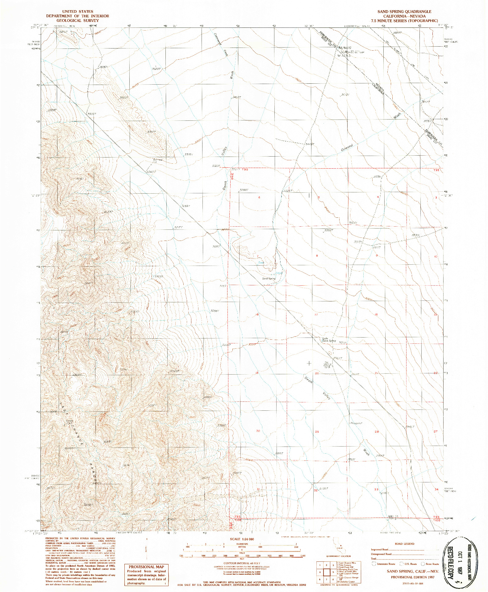 USGS 1:24000-SCALE QUADRANGLE FOR SAND SPRING, CA 1987