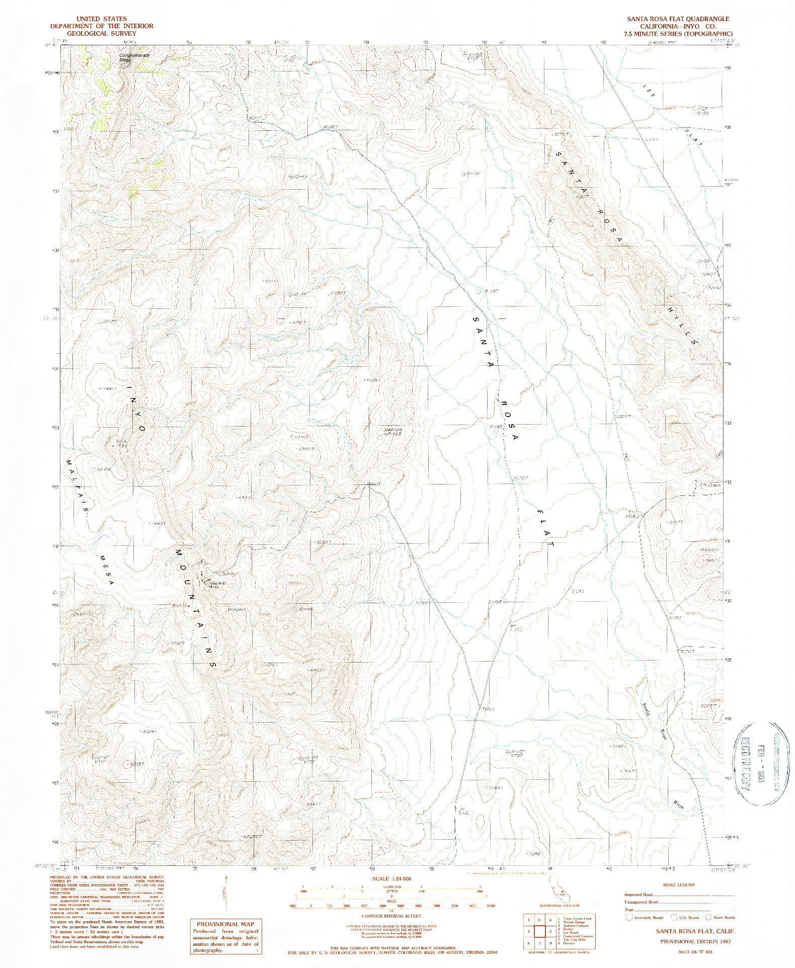 USGS 1:24000-SCALE QUADRANGLE FOR SANTA ROSA FLAT, CA 1987
