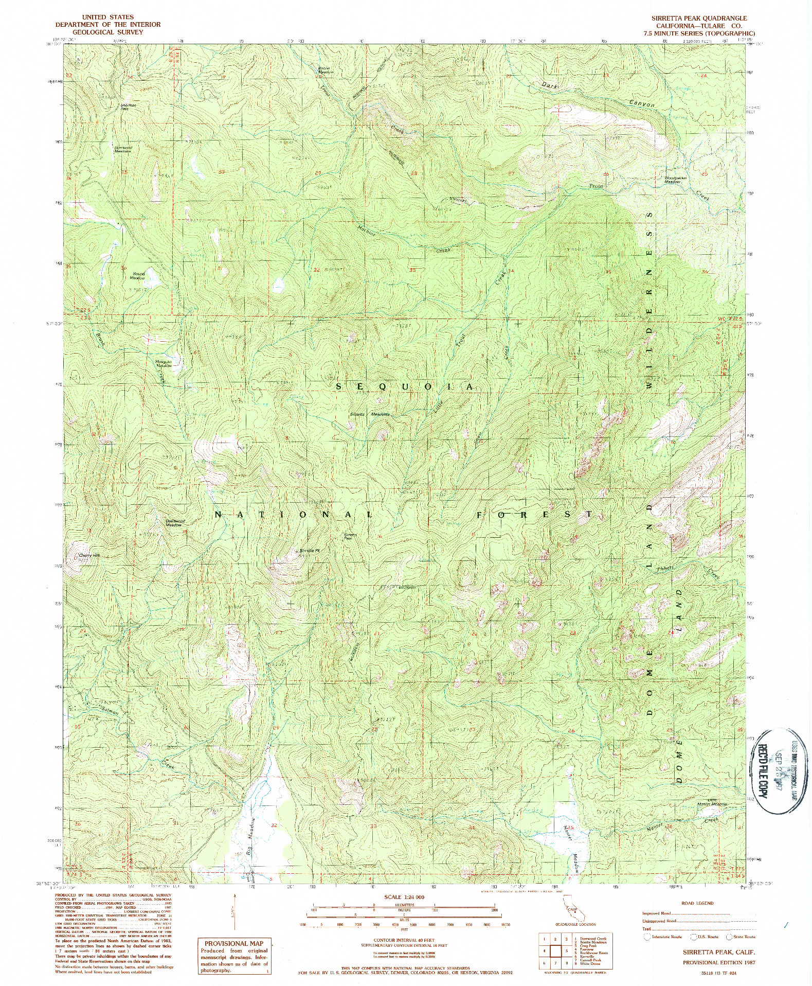 USGS 1:24000-SCALE QUADRANGLE FOR SIRRETTA PEAK, CA 1987