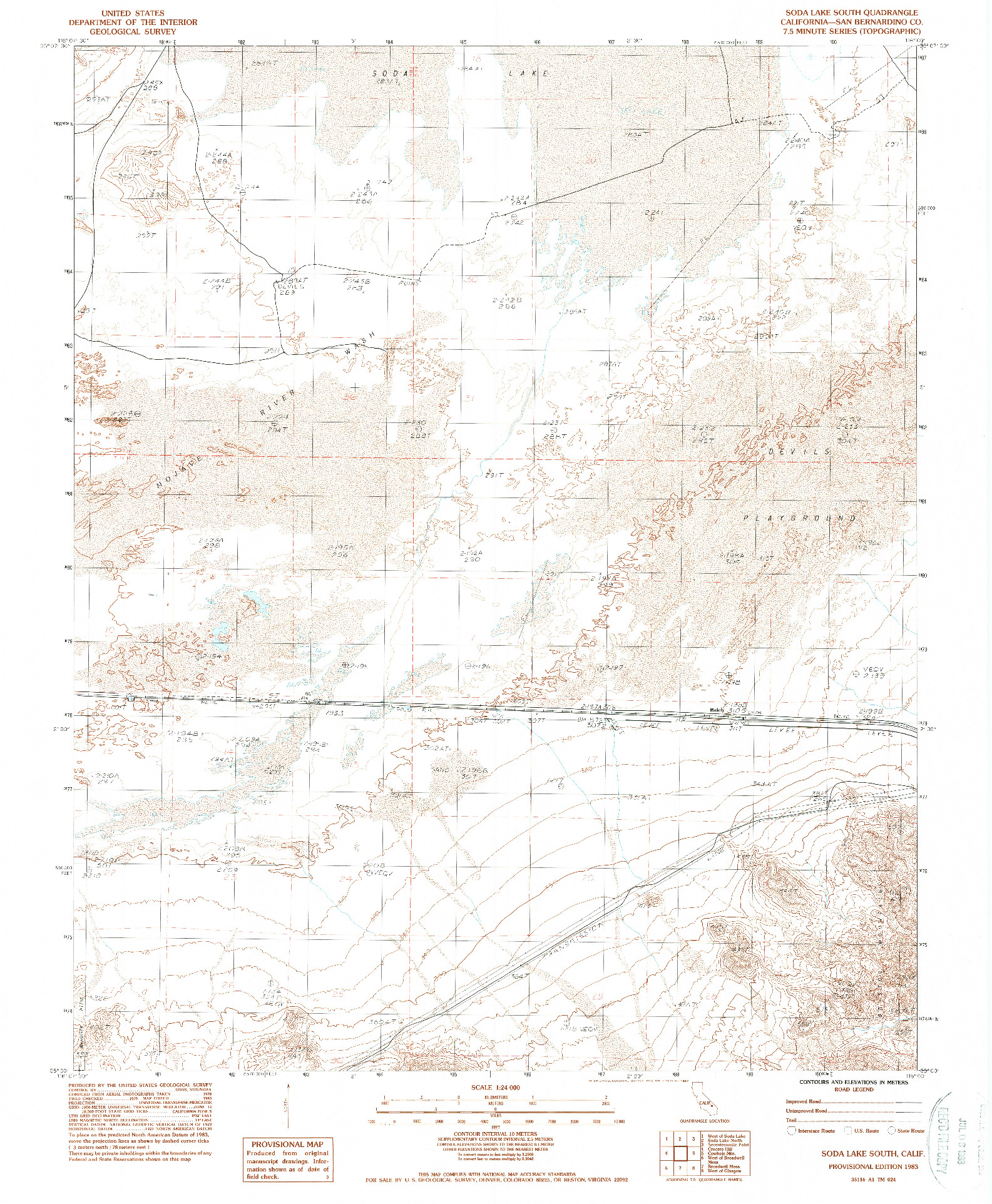 USGS 1:24000-SCALE QUADRANGLE FOR SODA LAKE SOUTH, CA 1983