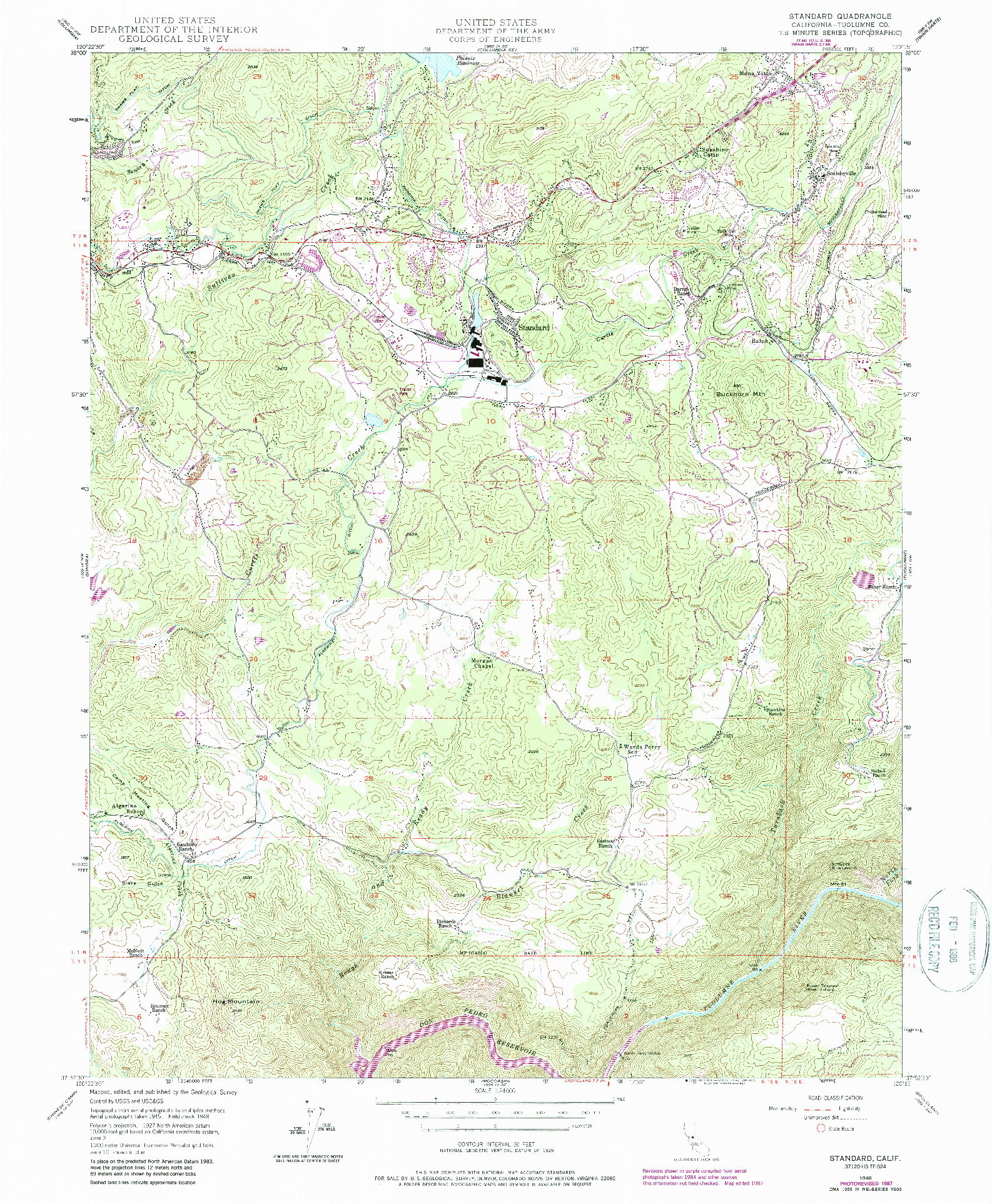 USGS 1:24000-SCALE QUADRANGLE FOR STANDARD, CA 1948