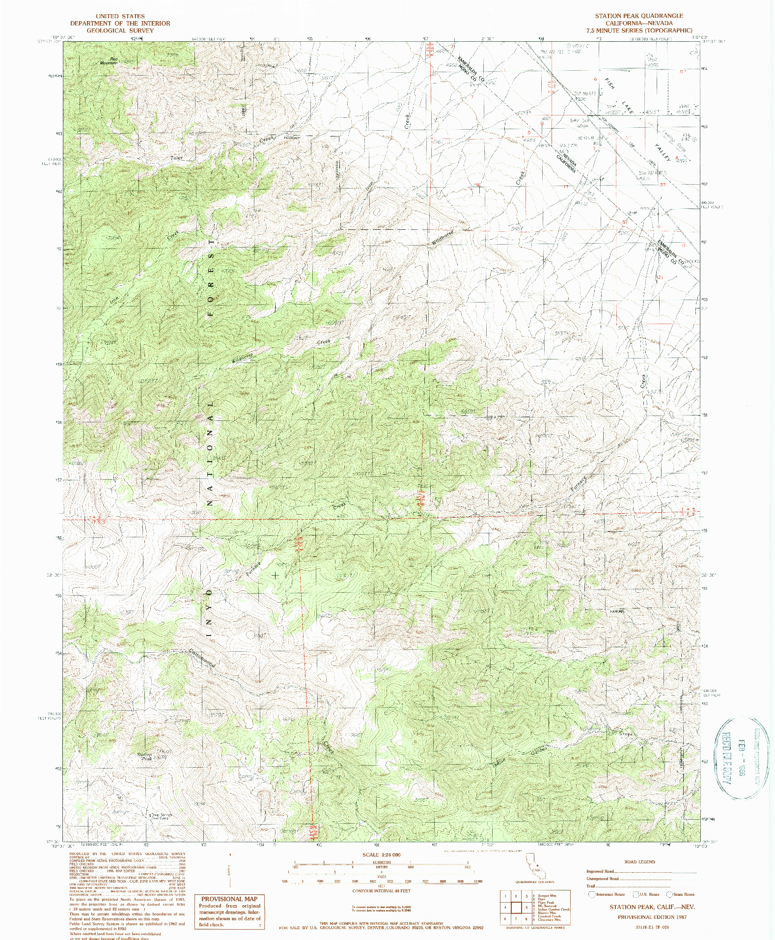 USGS 1:24000-SCALE QUADRANGLE FOR STATION PEAK, CA 1987