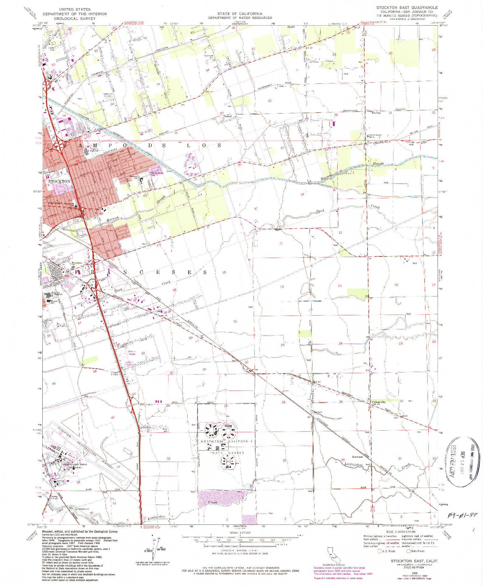 USGS 1:24000-SCALE QUADRANGLE FOR STOCKTON EAST, CA 1968