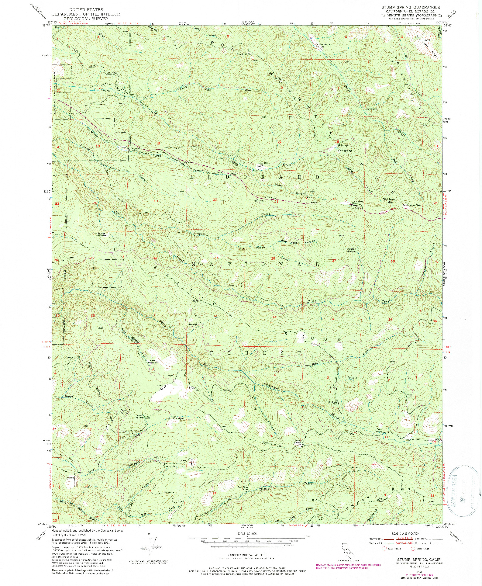 USGS 1:24000-SCALE QUADRANGLE FOR STUMP SPRING, CA 1951