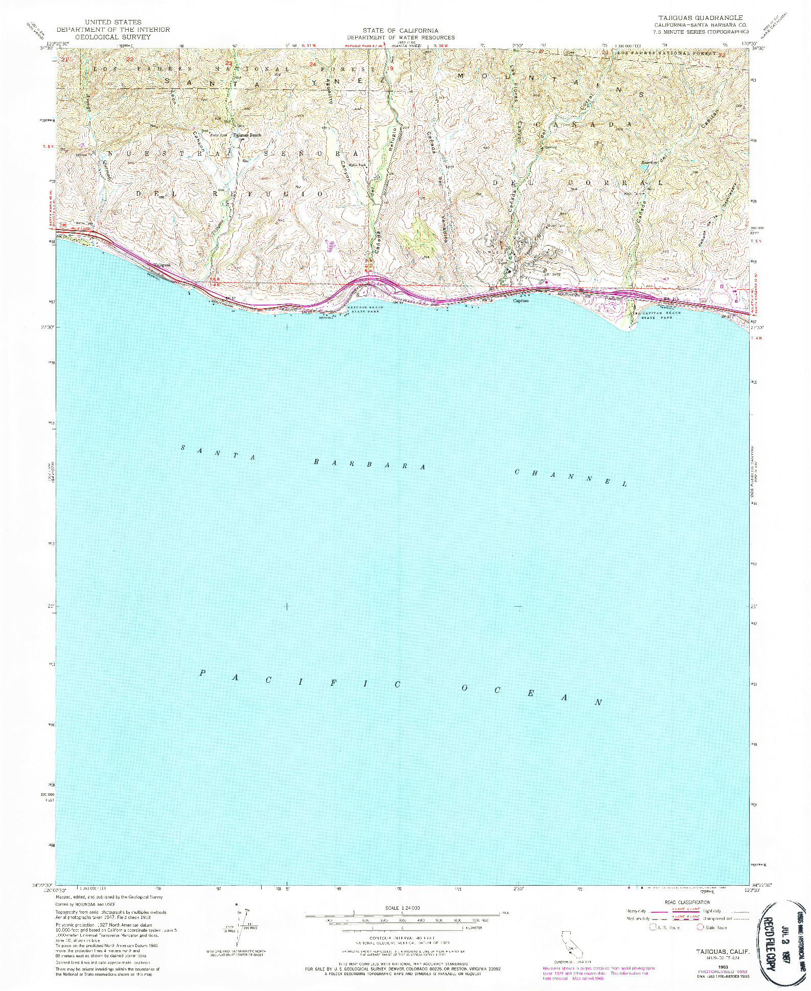 USGS 1:24000-SCALE QUADRANGLE FOR TAJIGUAS, CA 1953