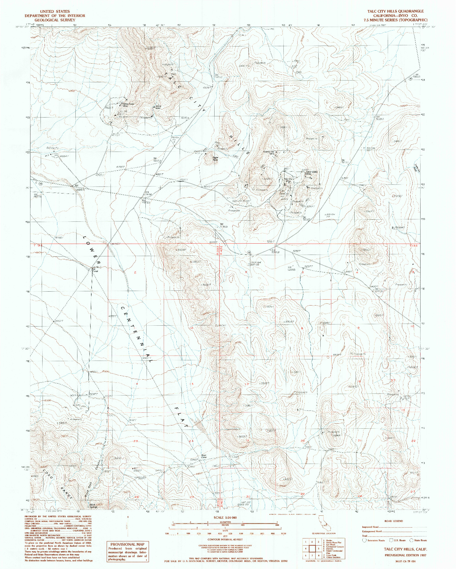 USGS 1:24000-SCALE QUADRANGLE FOR TALC CITY HILLS, CA 1987