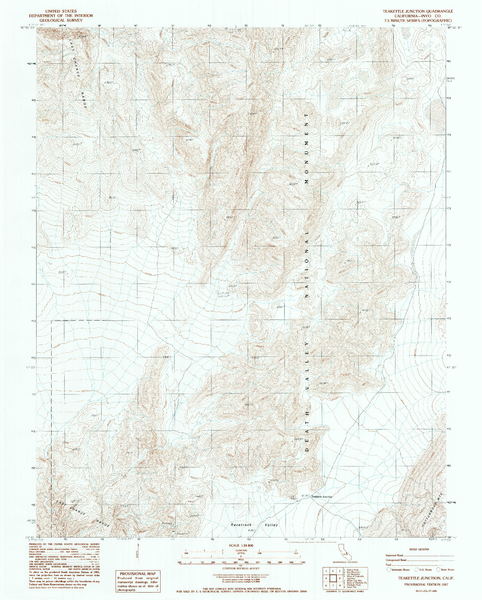 USGS 1:24000-SCALE QUADRANGLE FOR TEAKETTLE JUNCTION, CA 1987
