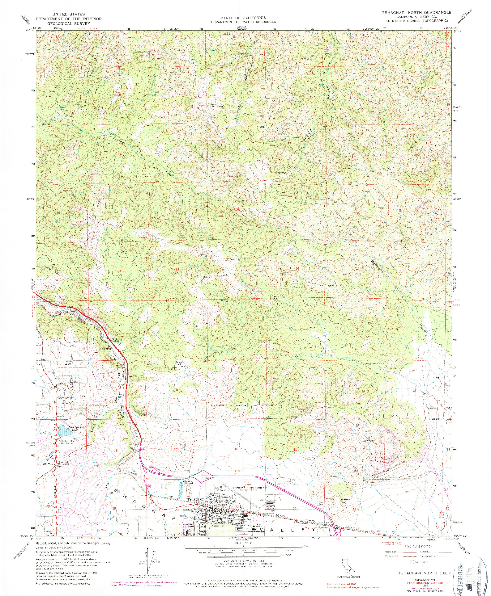 USGS 1:24000-SCALE QUADRANGLE FOR TEHACHAPI NORTH, CA 1966