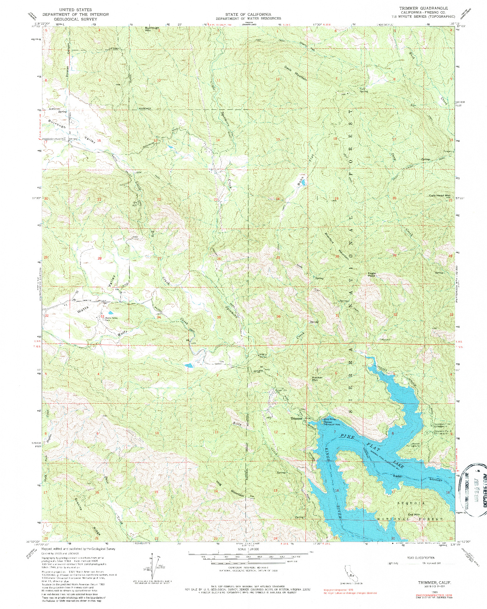 USGS 1:24000-SCALE QUADRANGLE FOR TRIMMER, CA 1965