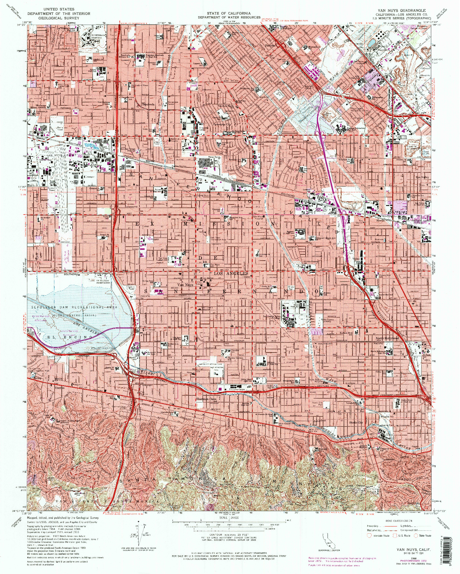 USGS 1:24000-SCALE QUADRANGLE FOR VAN NUYS, CA 1966