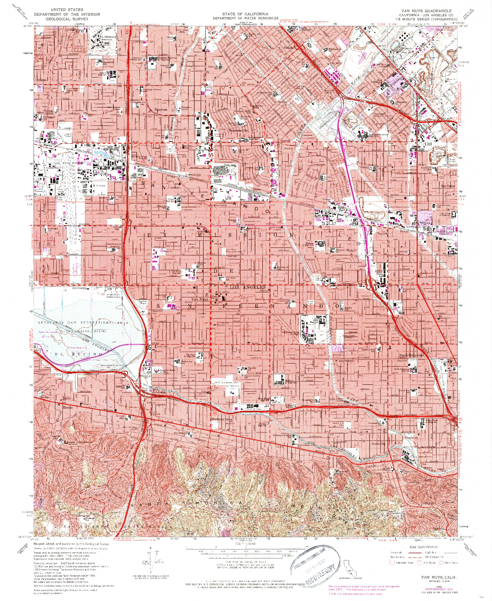 USGS 1:24000-SCALE QUADRANGLE FOR VAN NUYS, CA 1966