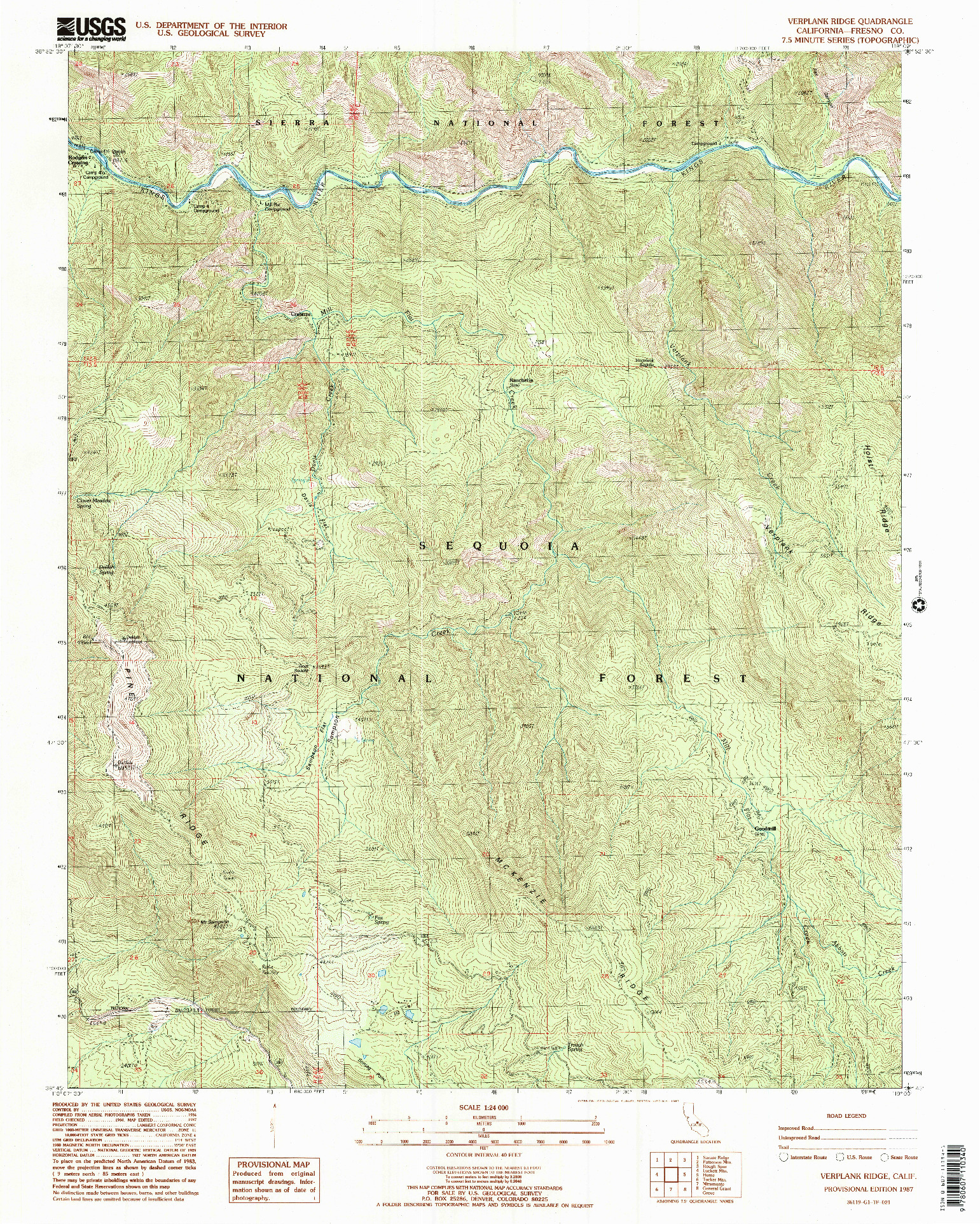 USGS 1:24000-SCALE QUADRANGLE FOR VERPLANK RIDGE, CA 1987