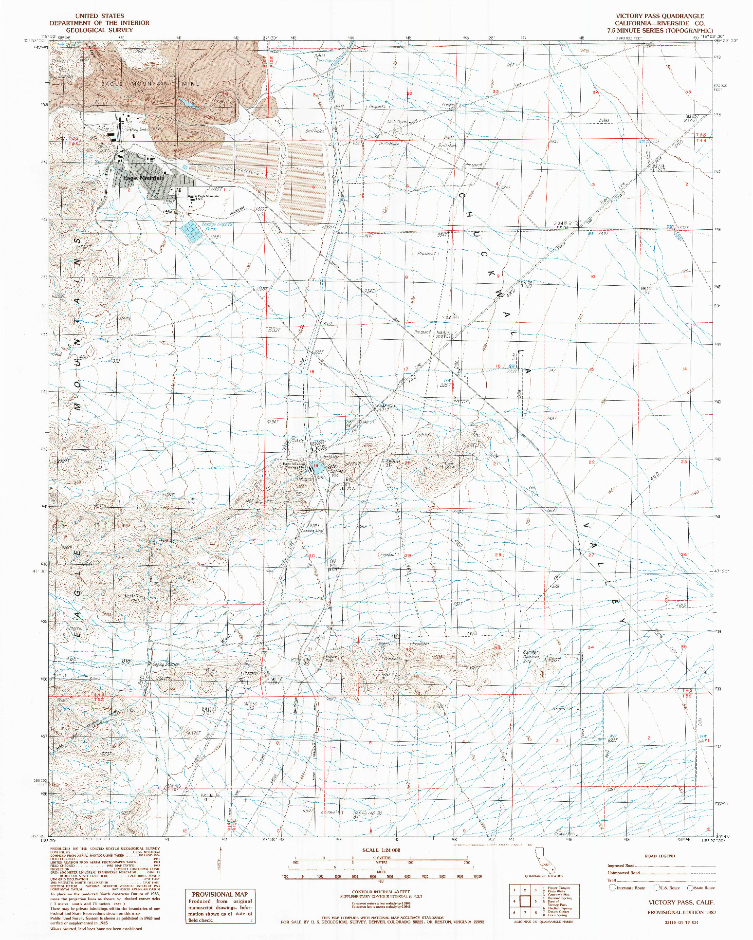 USGS 1:24000-SCALE QUADRANGLE FOR VICTORY PASS, CA 1987