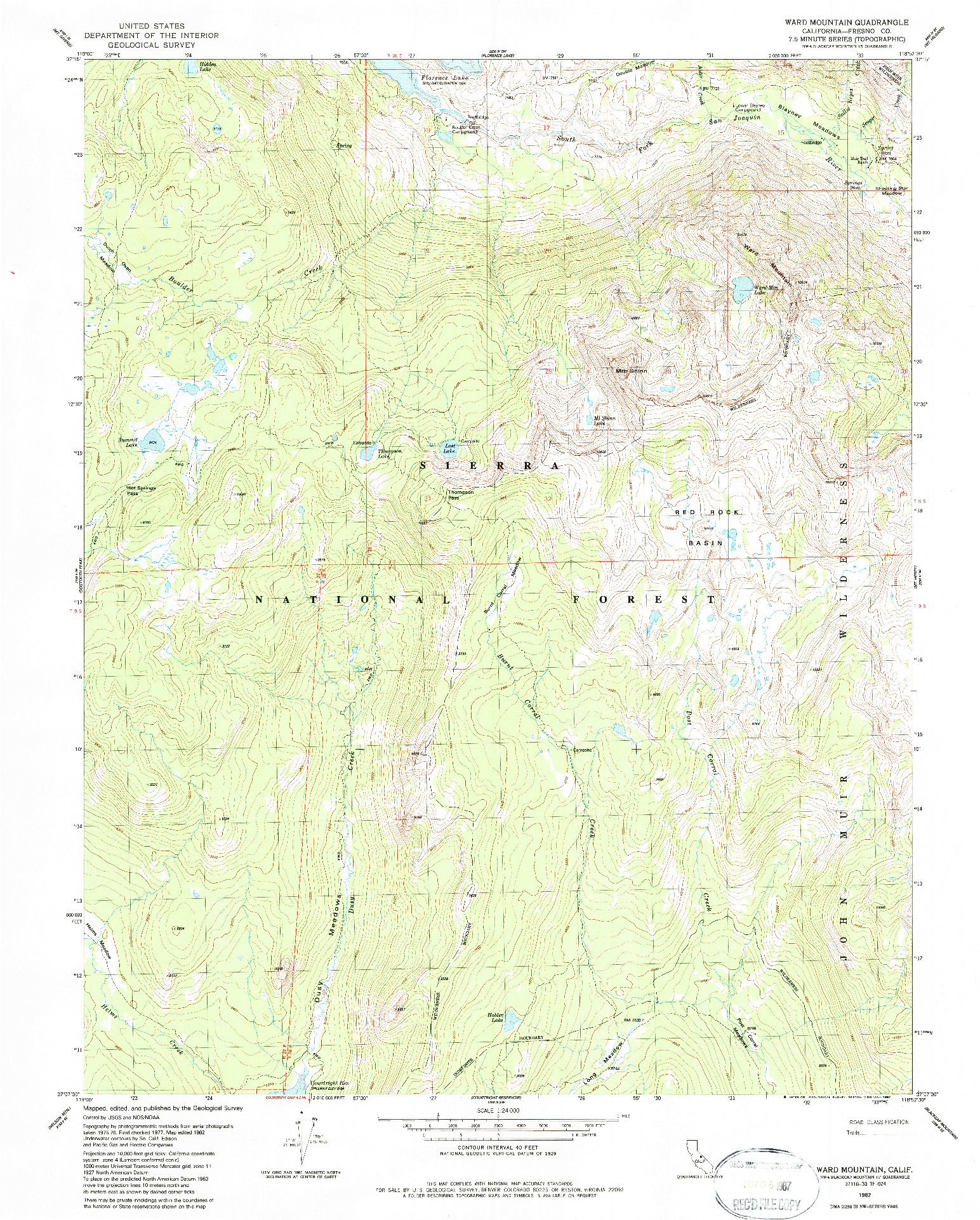 USGS 1:24000-SCALE QUADRANGLE FOR WARD MOUNTAIN, CA 1982