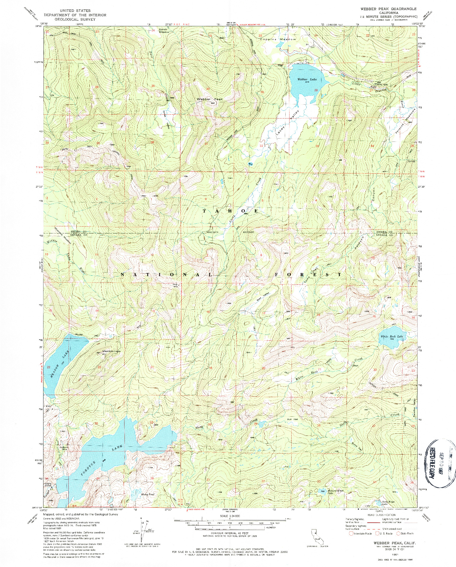 USGS 1:24000-SCALE QUADRANGLE FOR WEBBER PEAK, CA 1981