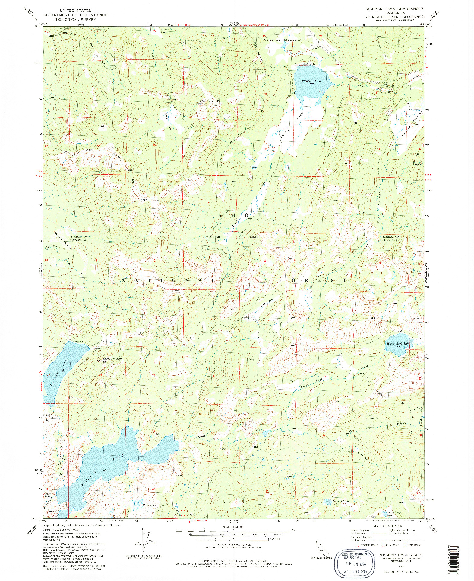 USGS 1:24000-SCALE QUADRANGLE FOR WEBBER PEAK, CA 1981