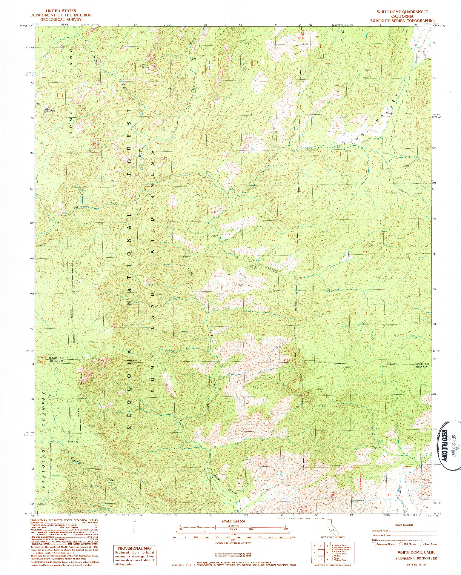 USGS 1:24000-SCALE QUADRANGLE FOR WHITE DOME, CA 1987