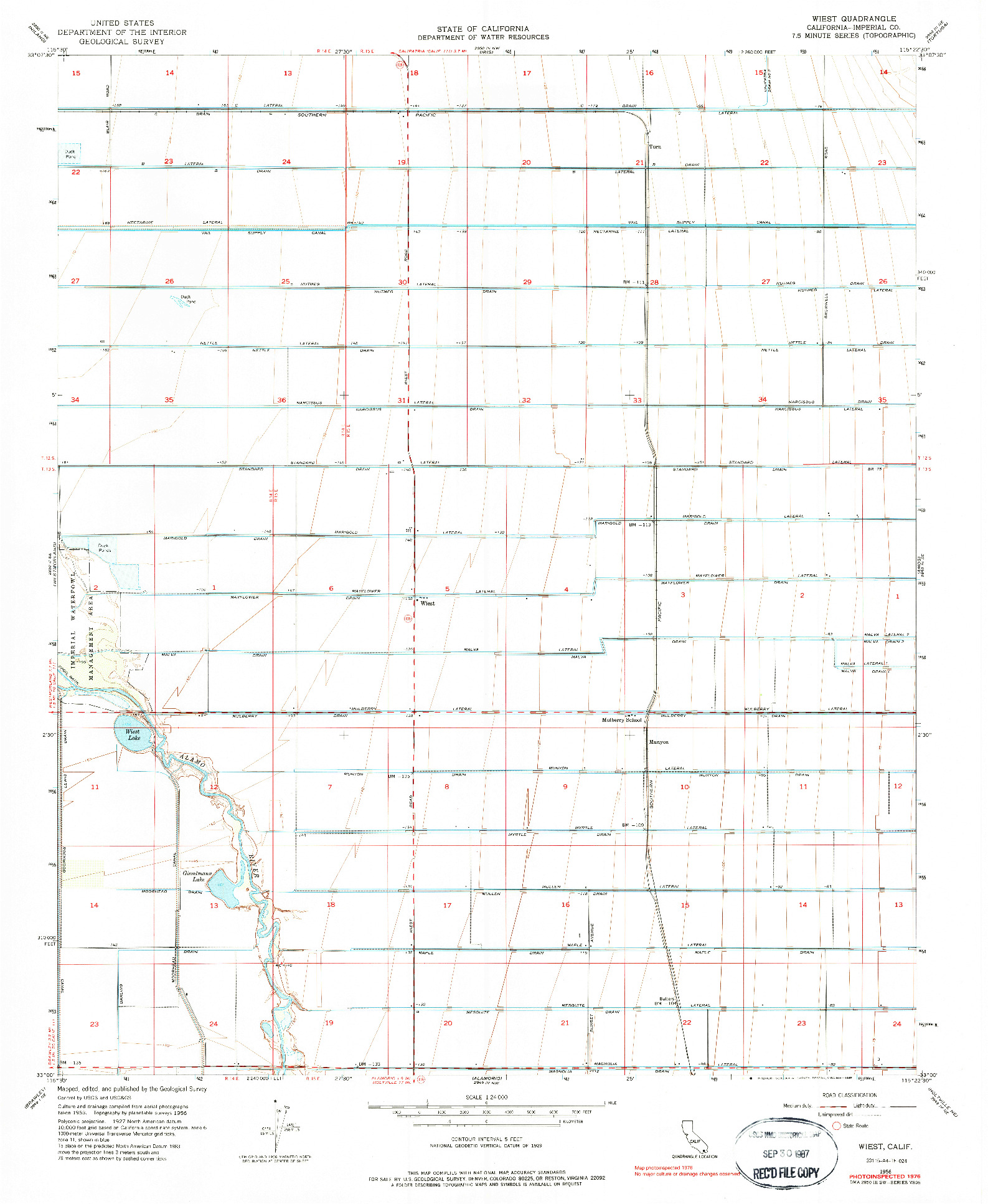 USGS 1:24000-SCALE QUADRANGLE FOR WIEST, CA 1956