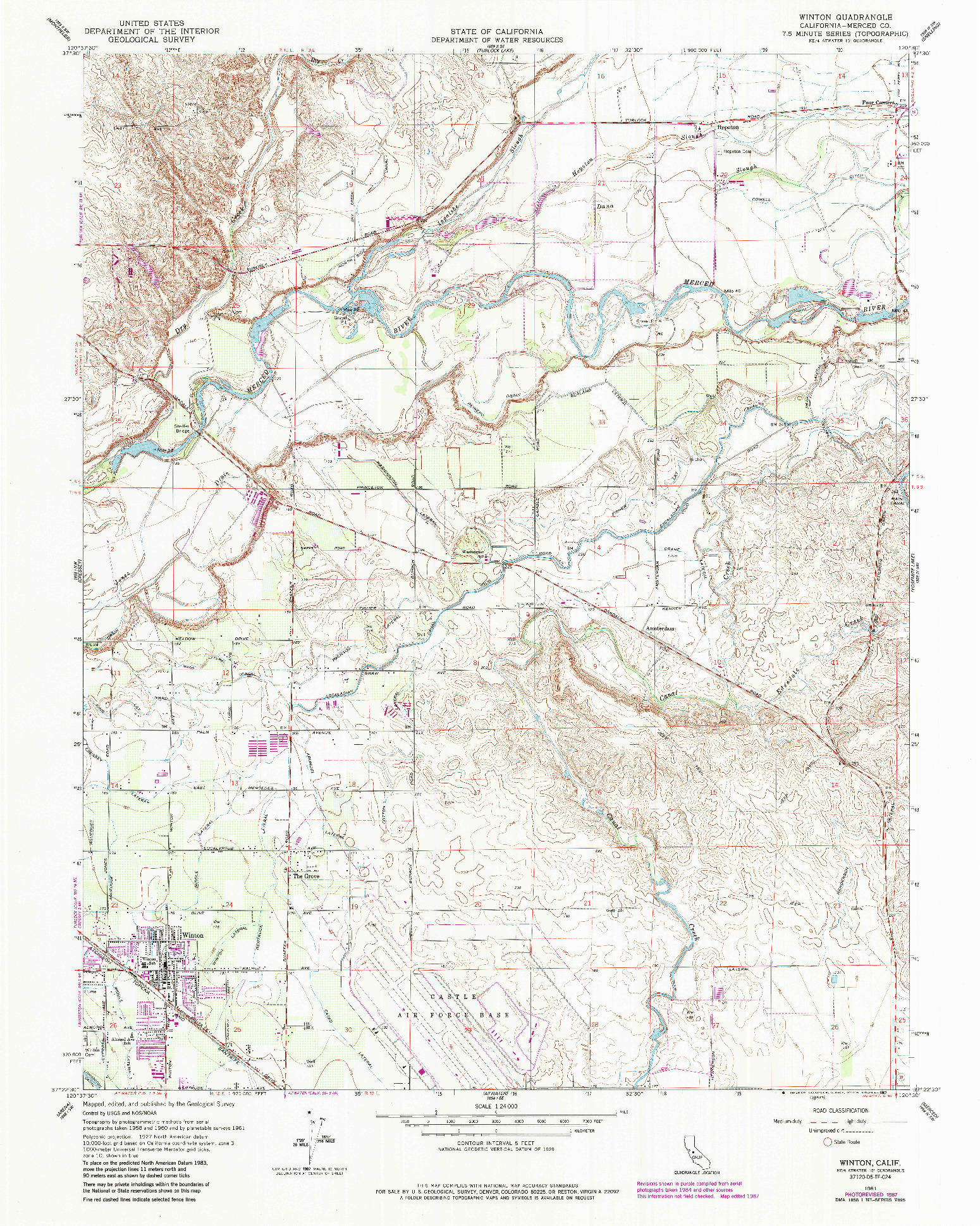 USGS 1:24000-SCALE QUADRANGLE FOR WINTON, CA 1961