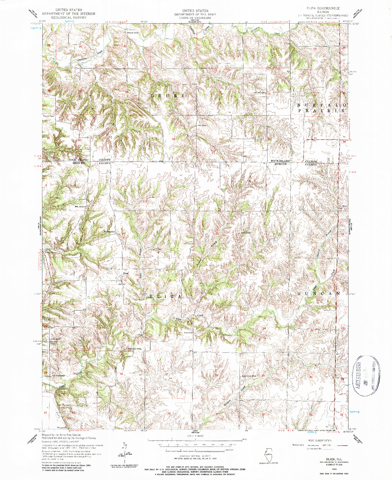 USGS 1:24000-SCALE QUADRANGLE FOR ELIZA, IL 1953