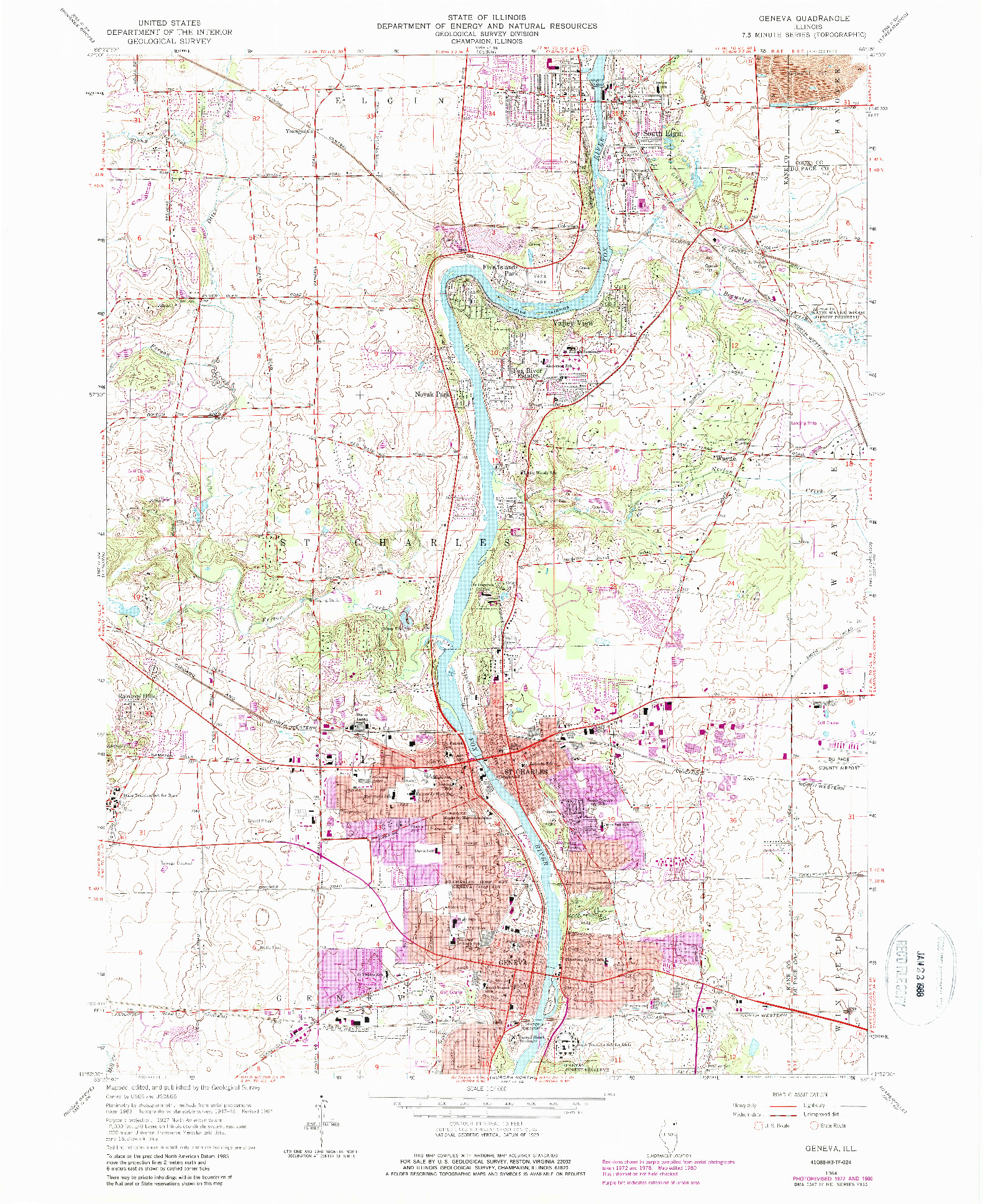 USGS 1:24000-SCALE QUADRANGLE FOR GENEVA, IL 1964