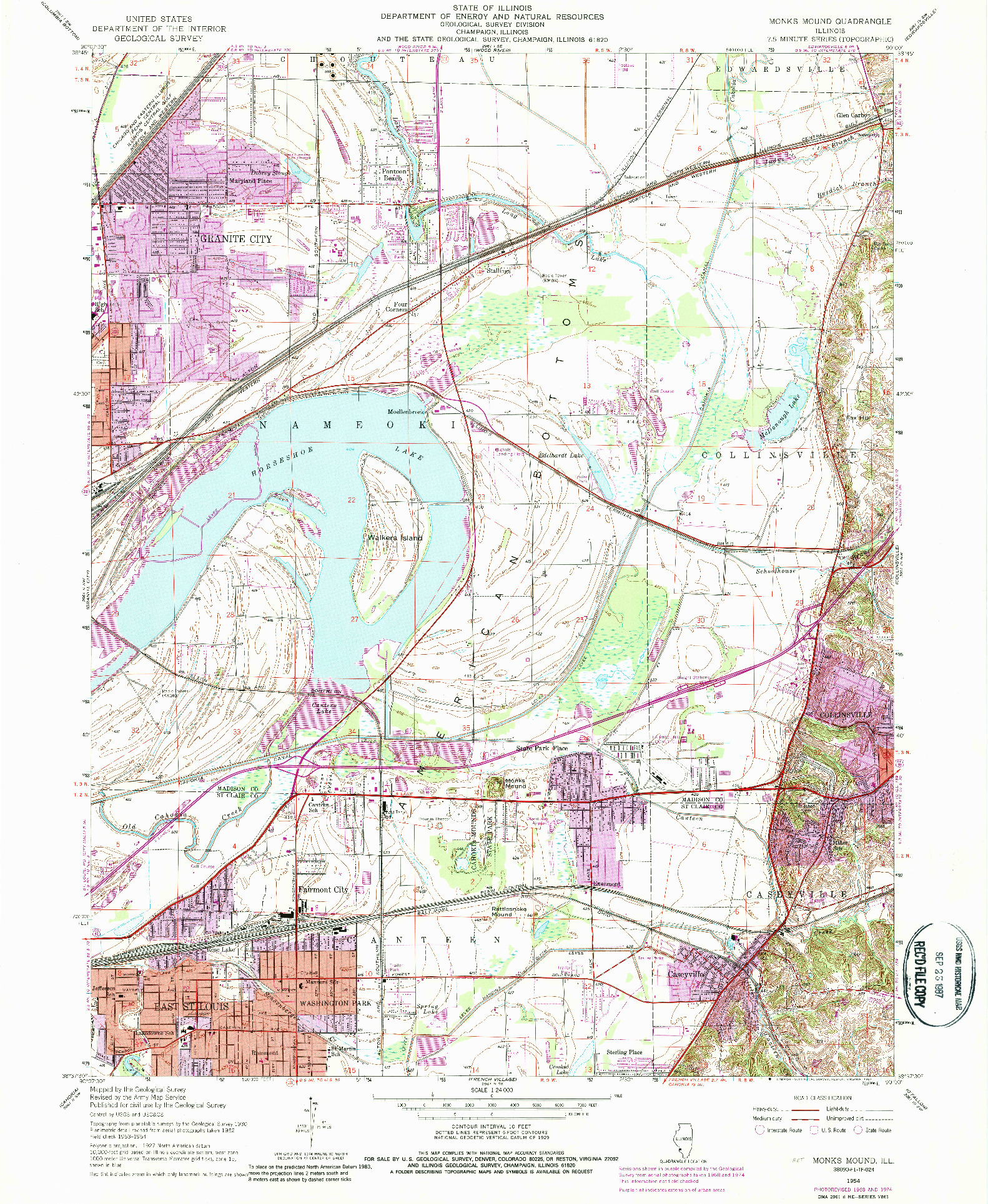 USGS 1:24000-SCALE QUADRANGLE FOR MONKS MOUND, IL 1954