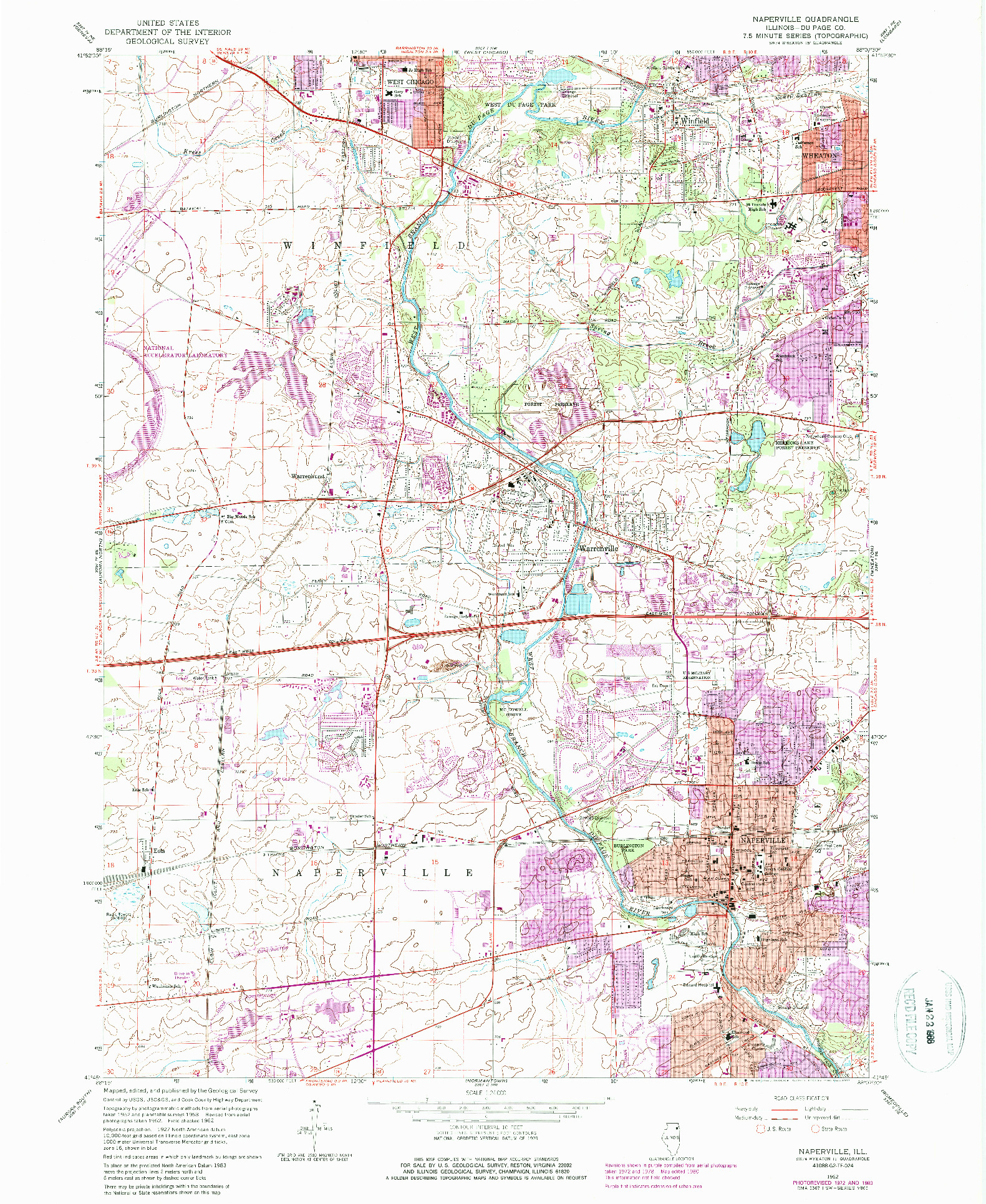 USGS 1:24000-SCALE QUADRANGLE FOR NAPERVILLE, IL 1962