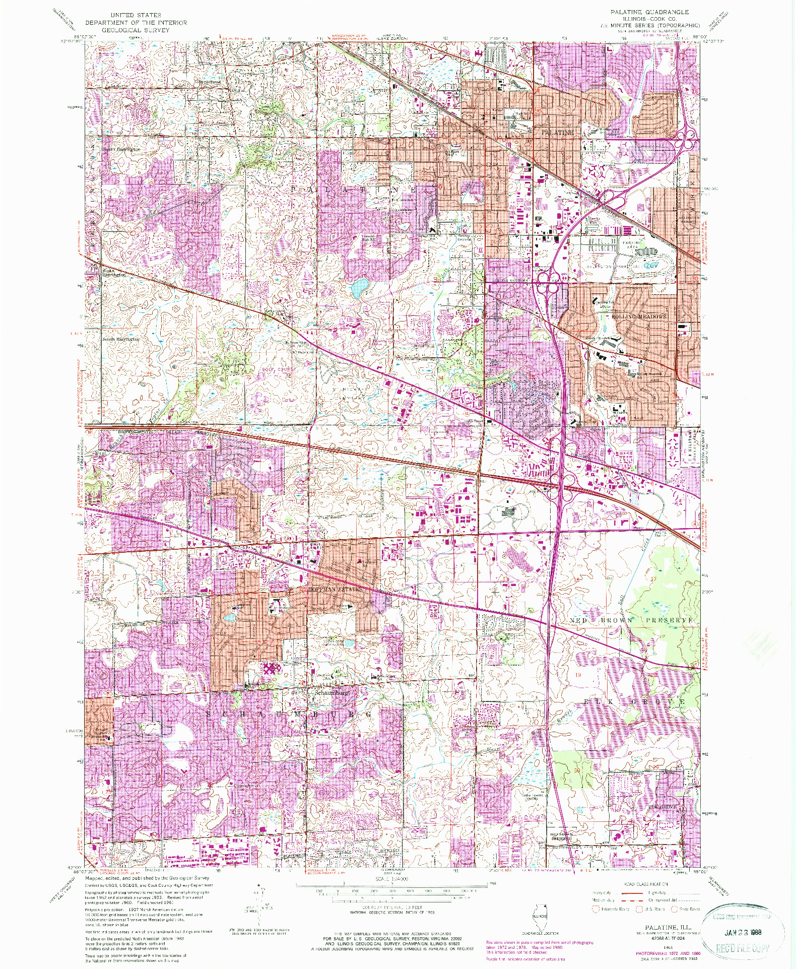 USGS 1:24000-SCALE QUADRANGLE FOR PALATINE, IL 1961