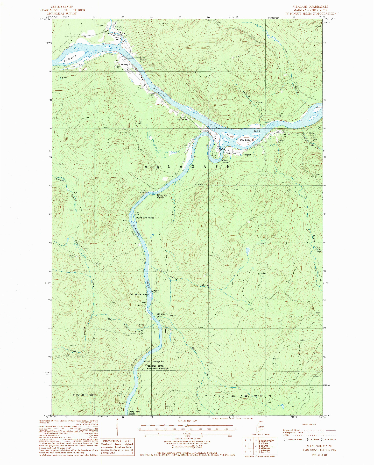 USGS 1:24000-SCALE QUADRANGLE FOR ALLAGASH, ME 1986