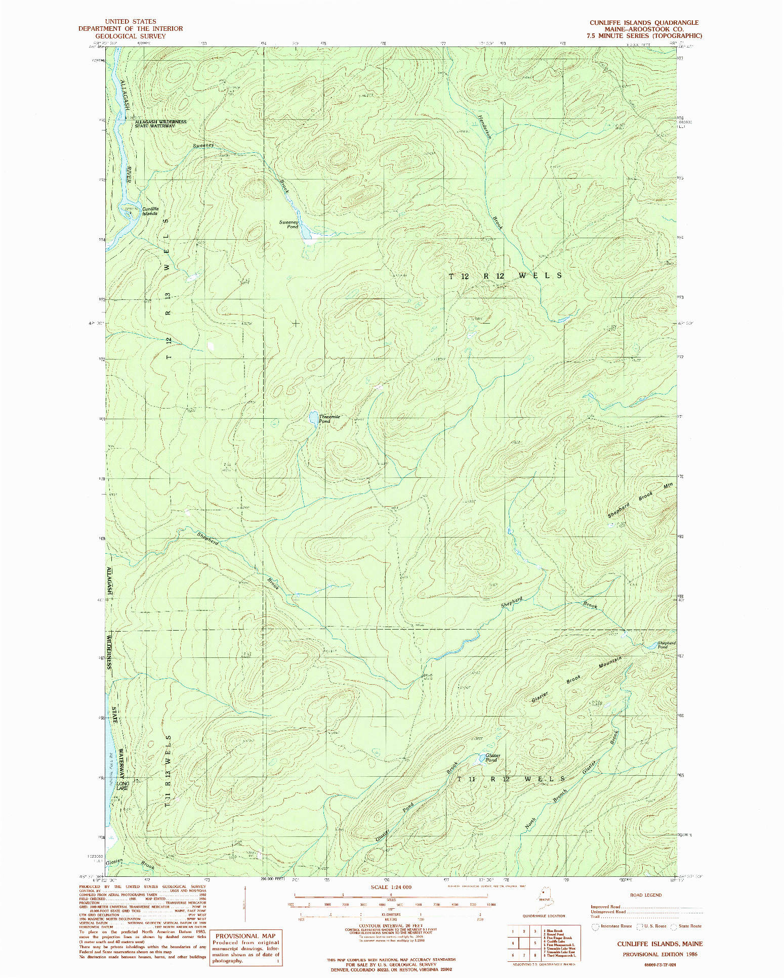 USGS 1:24000-SCALE QUADRANGLE FOR CUNLIFFE ISLANDS, ME 1986